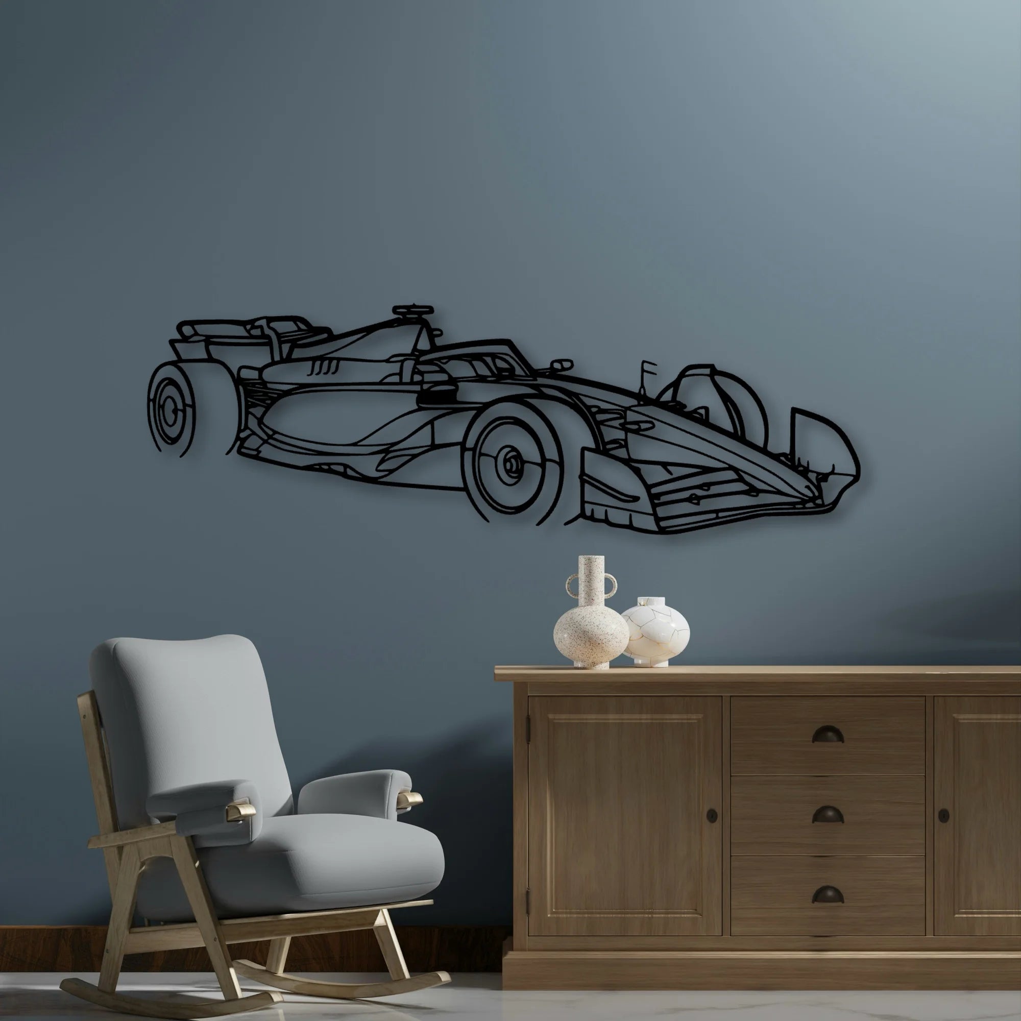 F1 2024 SF 24 Angle Classic Silhouette Metal Wall Art - Automotive Garage Decor