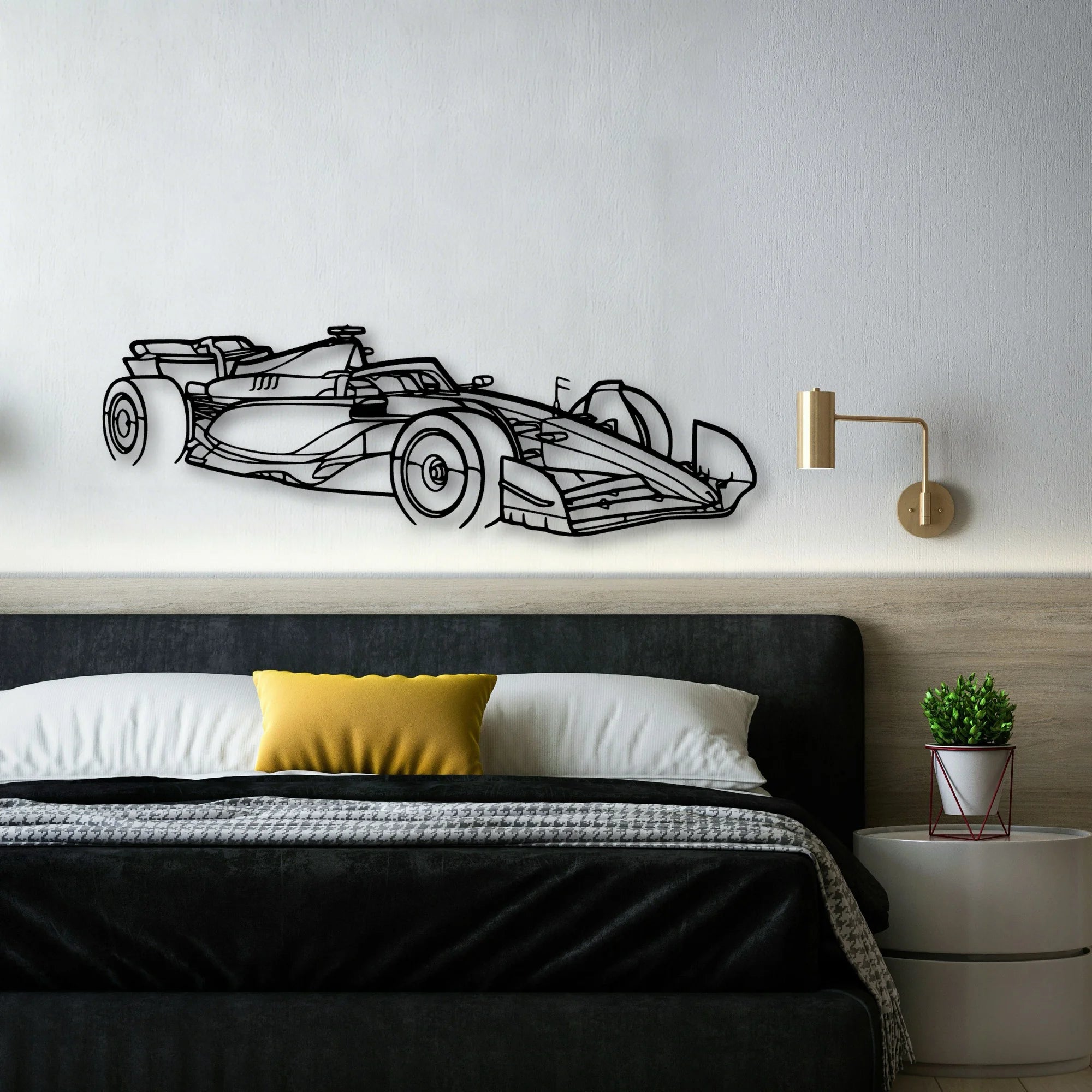 F1 2024 SF 24 Angle Classic Silhouette Metal Wall Art - Automotive Garage Decor