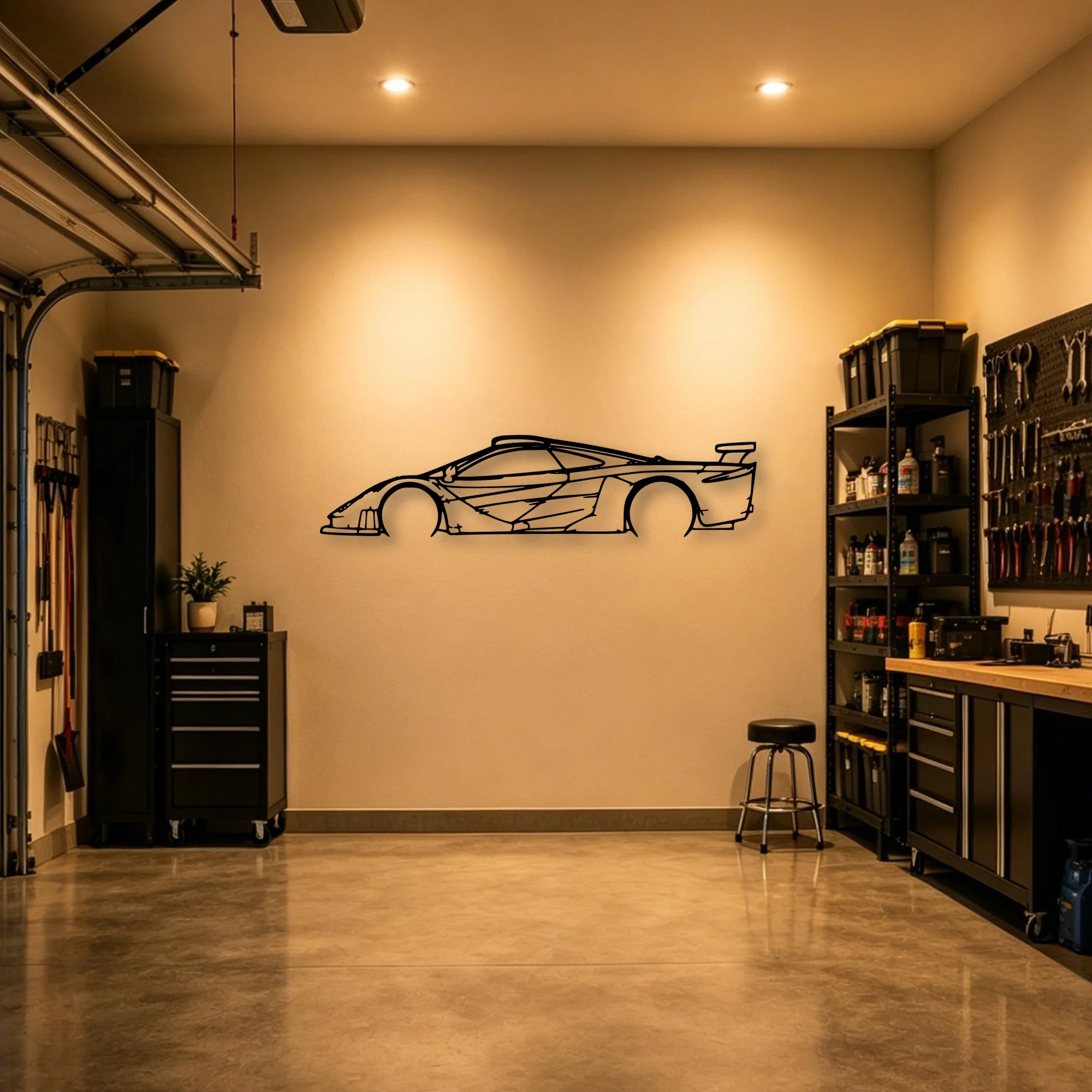 F1 GTR Longtail Classic Silhouette Metal Wall Art - Automotive Garage Decor