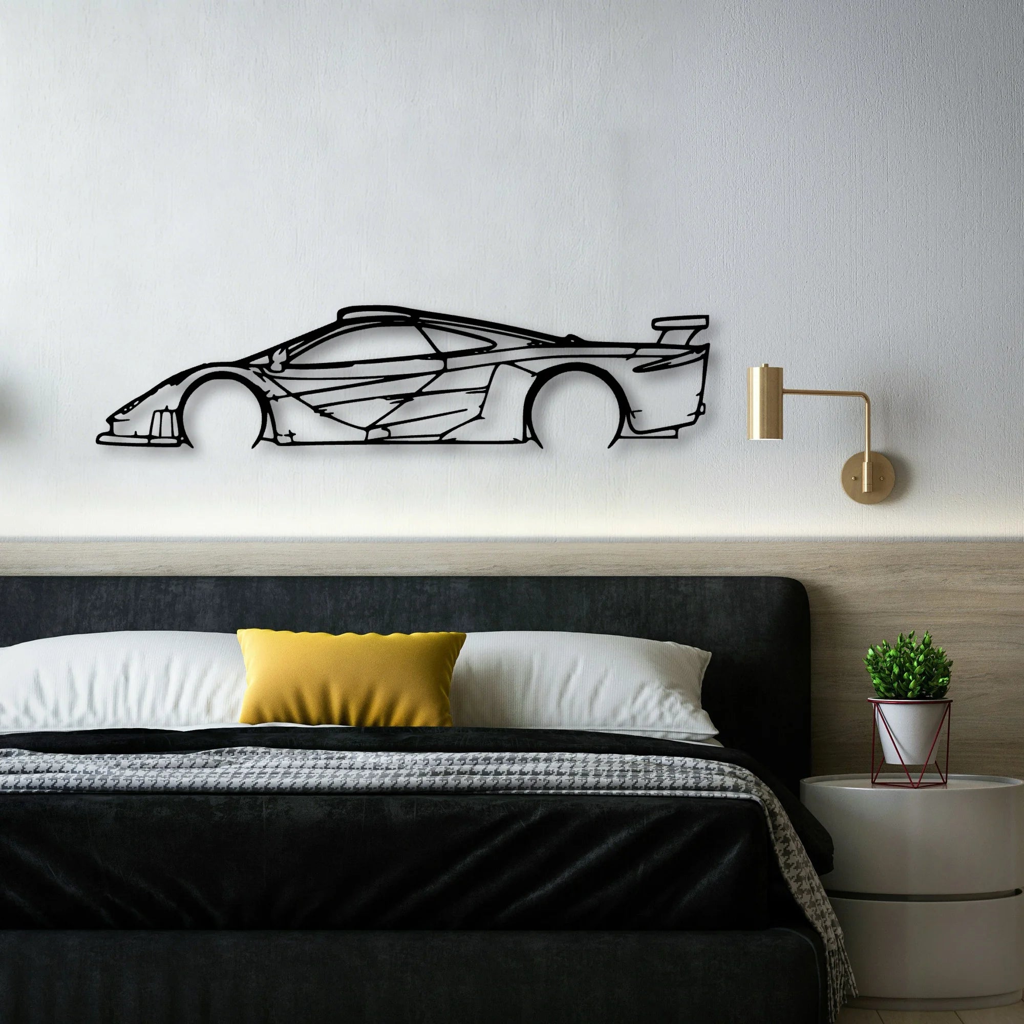 F1 GTR Longtail Classic Silhouette Metal Wall Art - Automotive Garage Decor