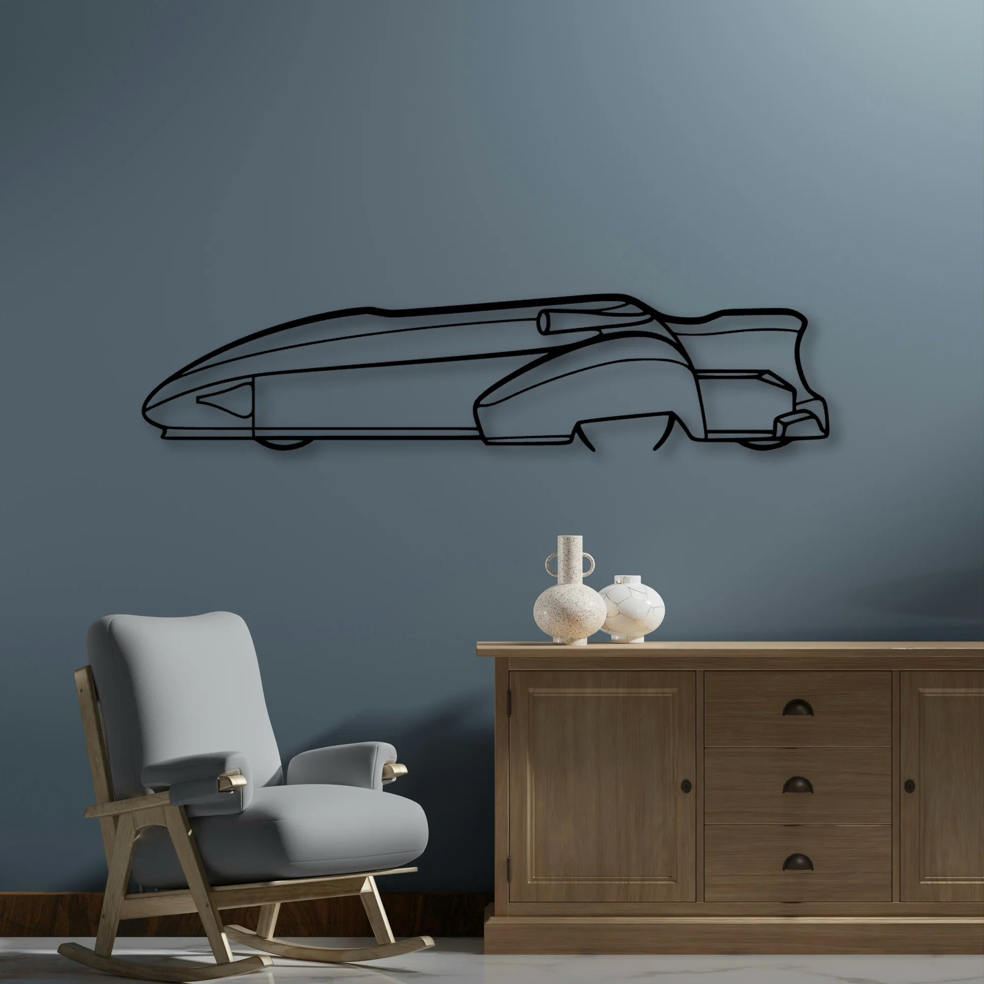 F1 Sidecar Classic Silhouette Metal Wall Art - Automotive Garage Decor