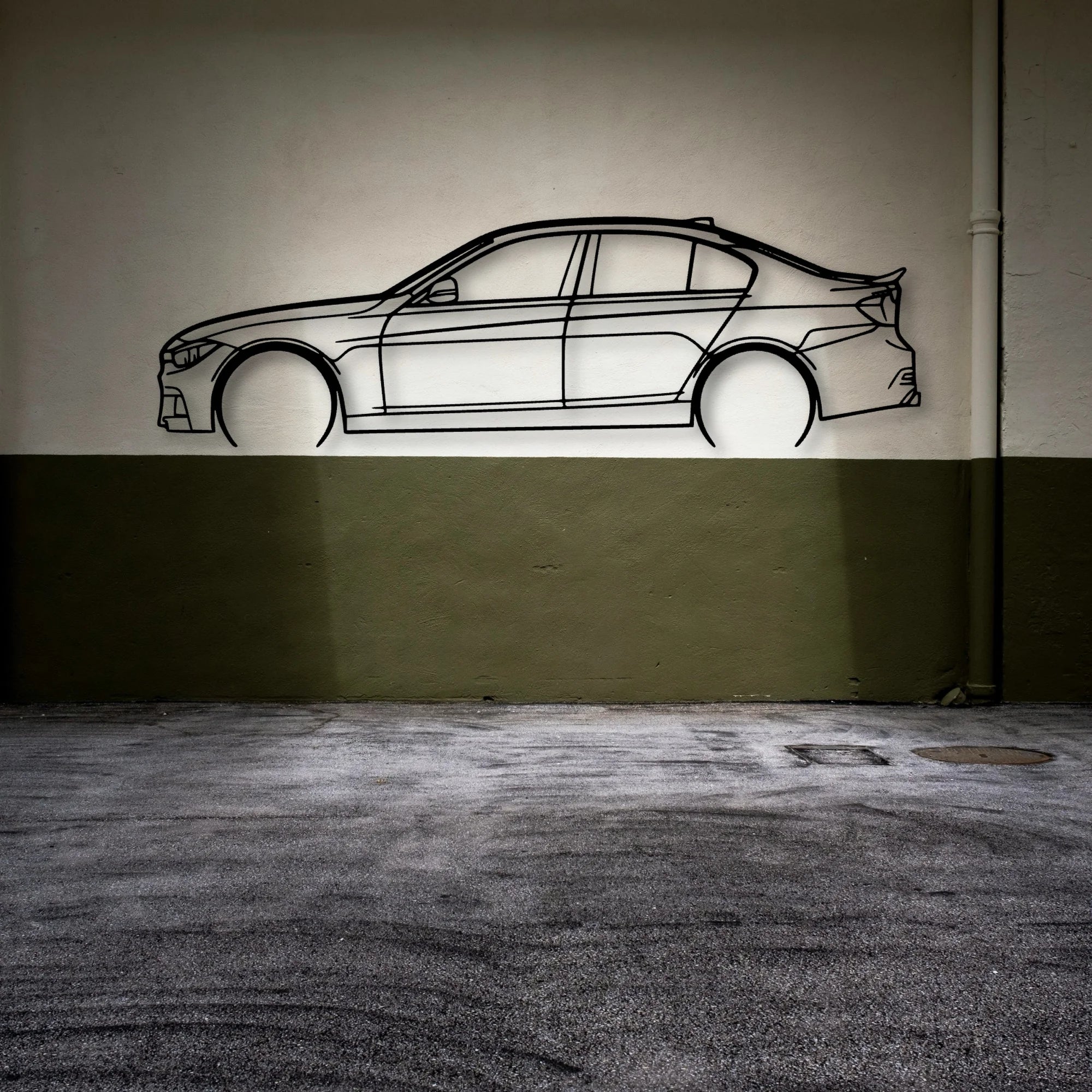 F30 M 2 Classic Silhouette Metal Wall Art - Automotive Garage Decor