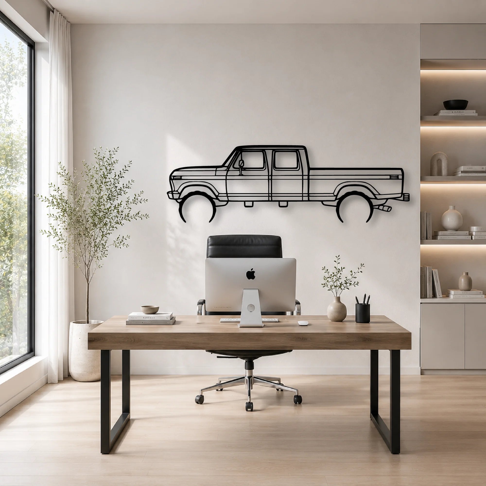 F350 1976 Classic Silhouette Metal Wall Art - Automotive Garage Decor