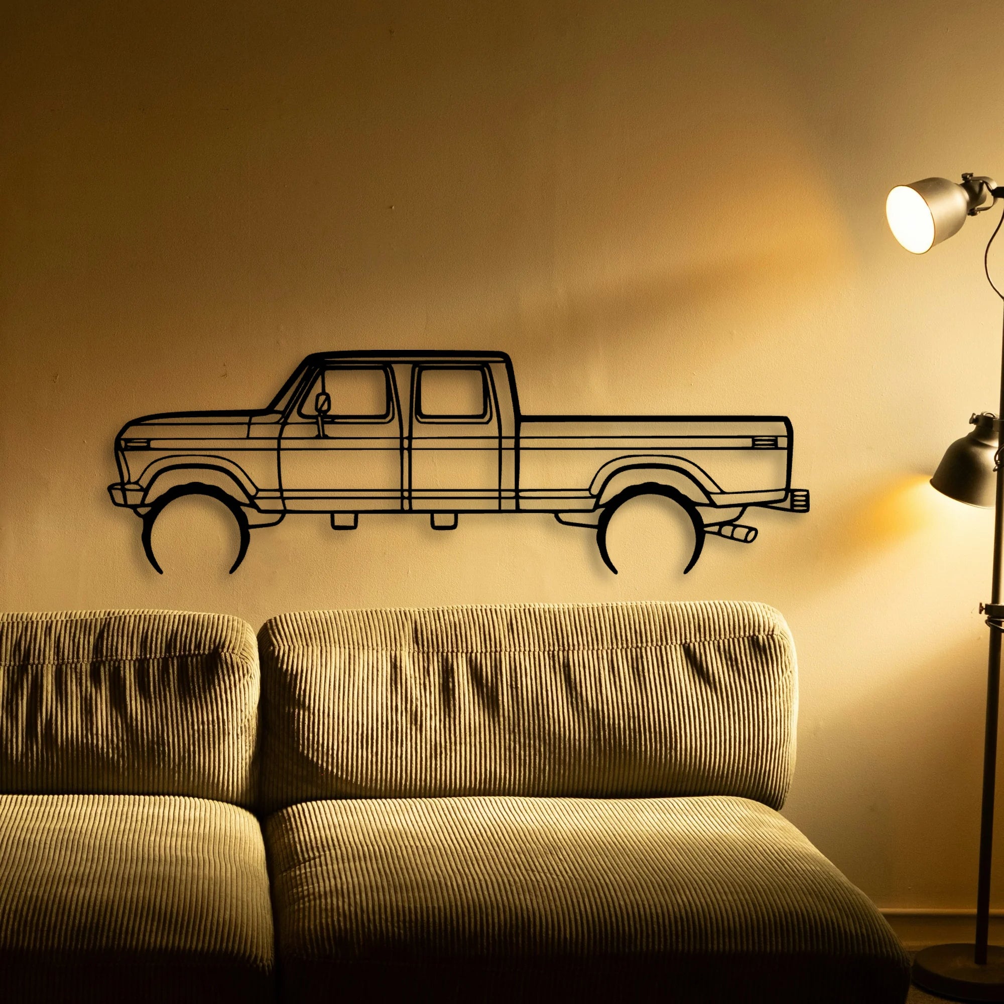 F350 1976 Classic Silhouette Metal Wall Art - Automotive Garage Decor