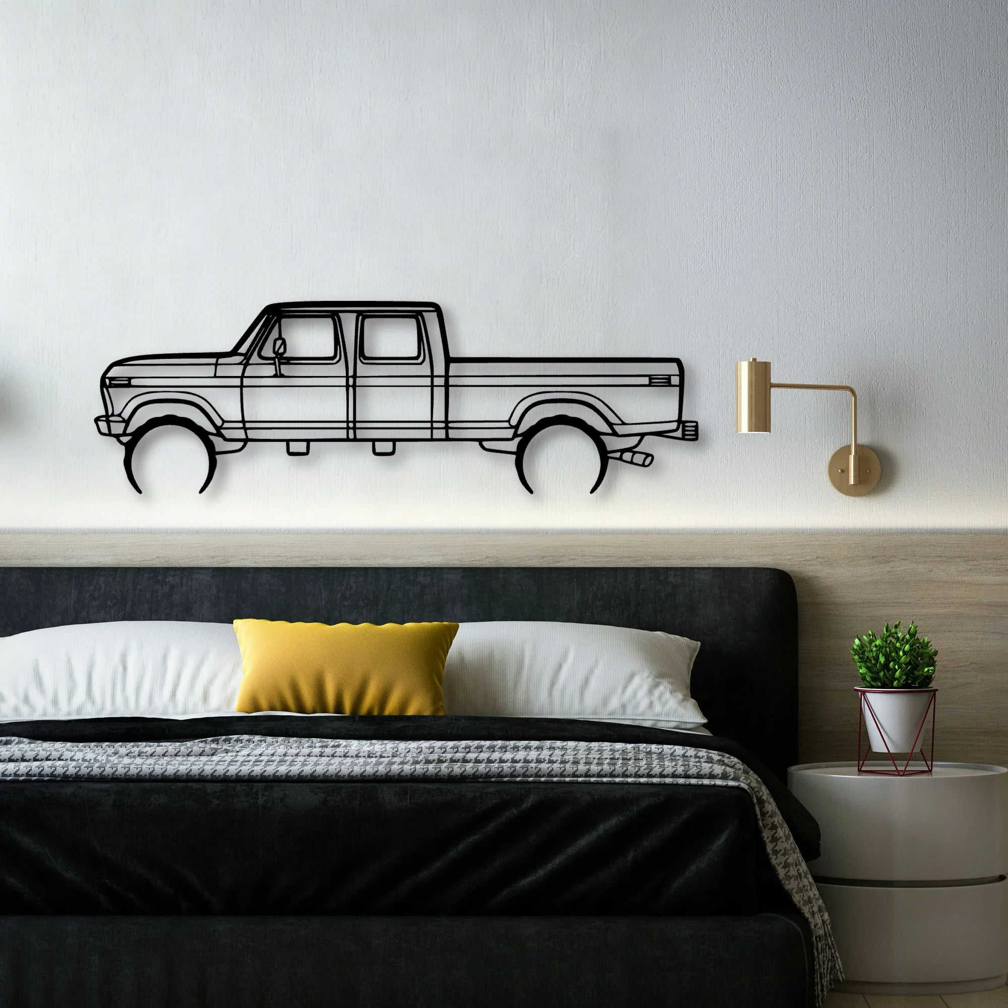 F350 1976 Classic Silhouette Metal Wall Art - Automotive Garage Decor