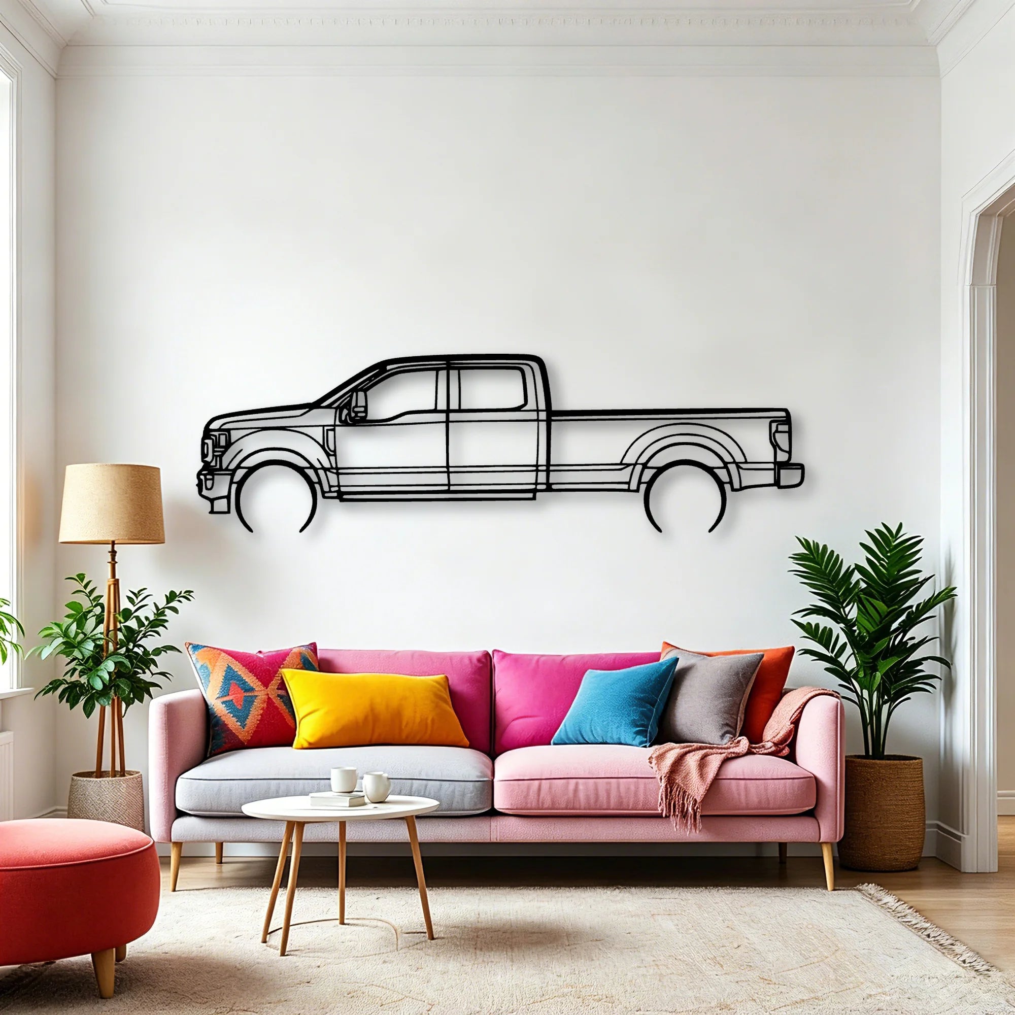 F350 2022 Platinum Classic Silhouette Metal Wall Art - Automotive Garage Decor