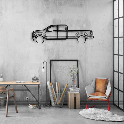 F350 2022 Platinum Classic Silhouette Metal Wall Art - Automotive Garage Decor