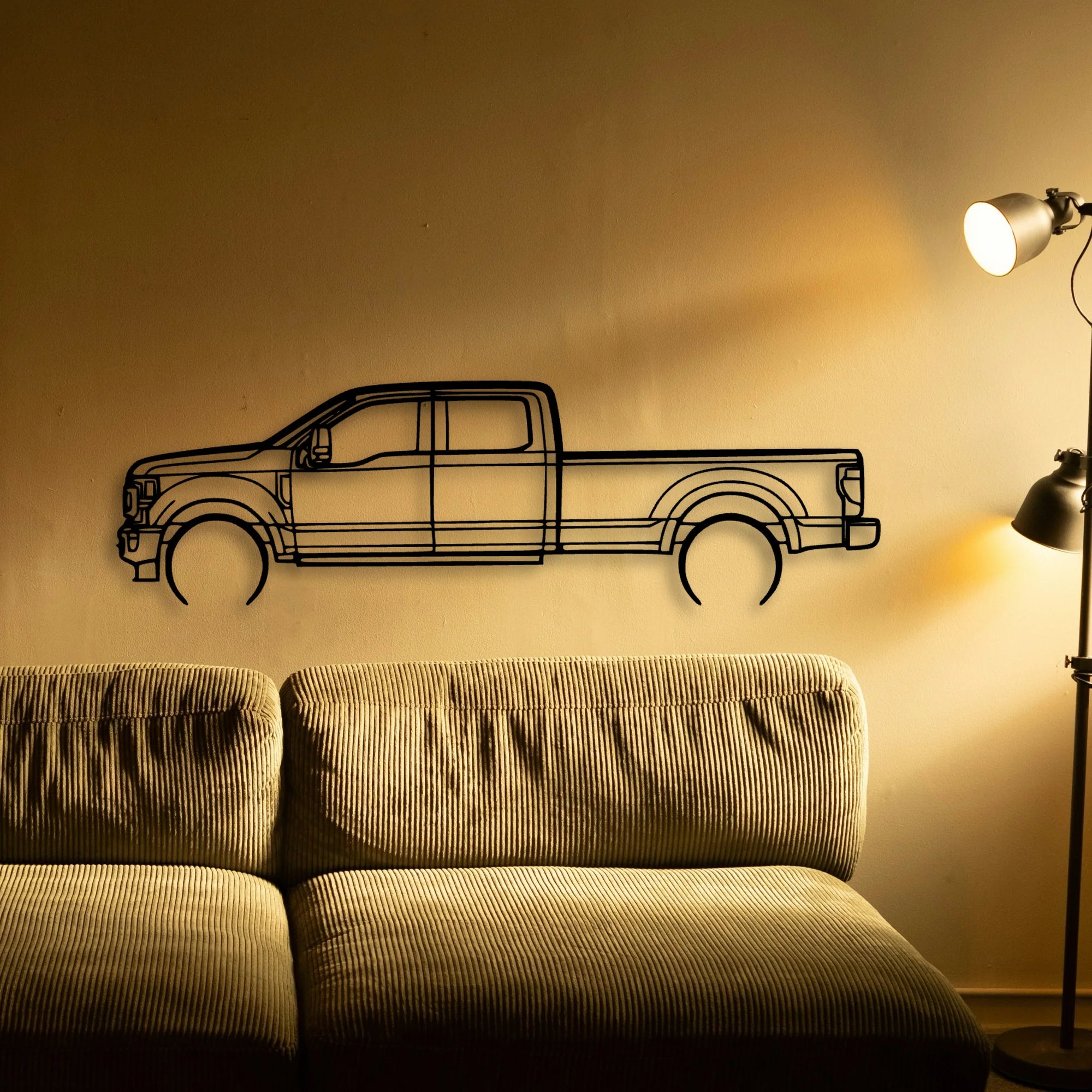 F350 2022 Platinum Classic Silhouette Metal Wall Art - Automotive Garage Decor