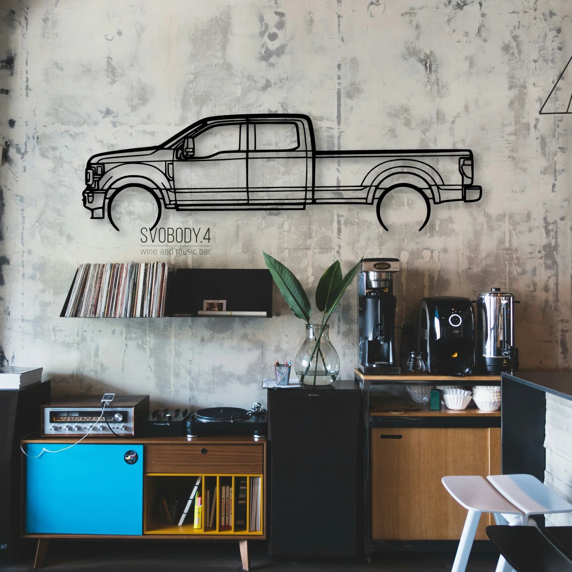 F350 2022 Platinum Classic Silhouette Metal Wall Art - Automotive Garage Decor