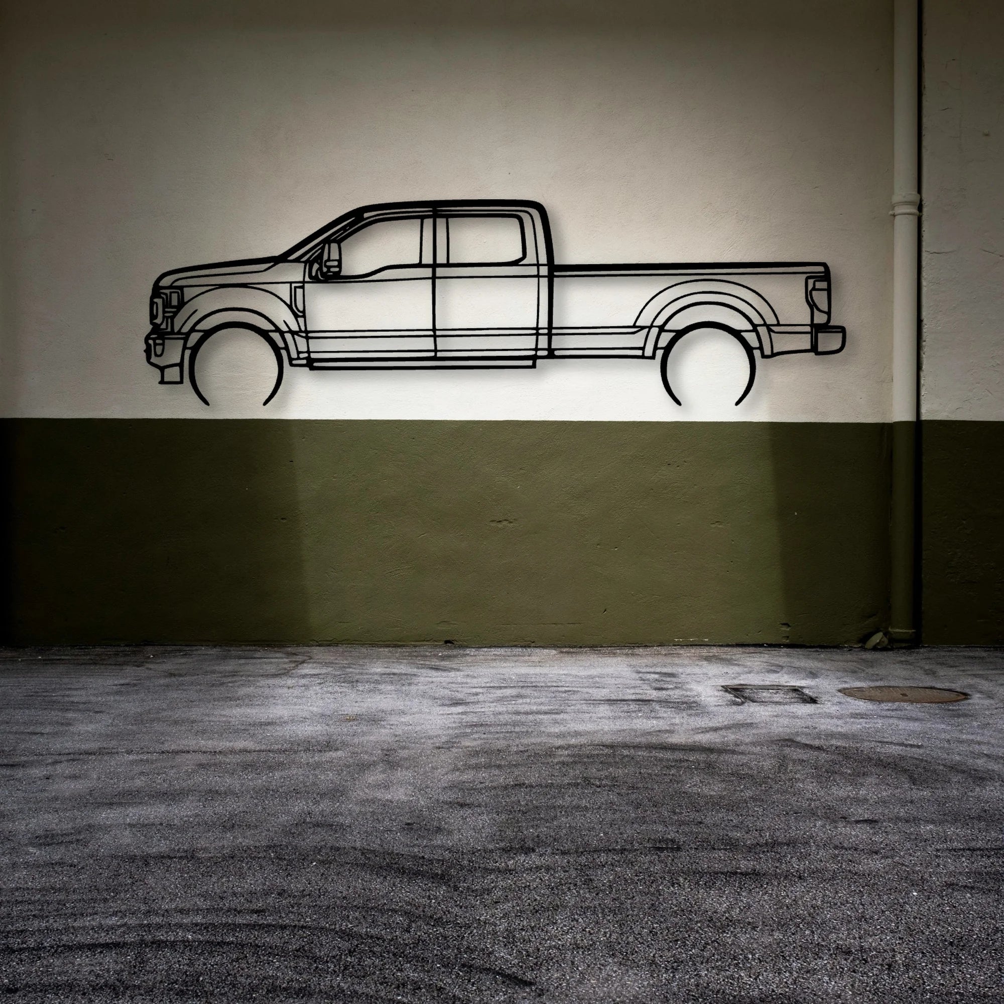 F350 2022 Platinum Classic Silhouette Metal Wall Art - Automotive Garage Decor