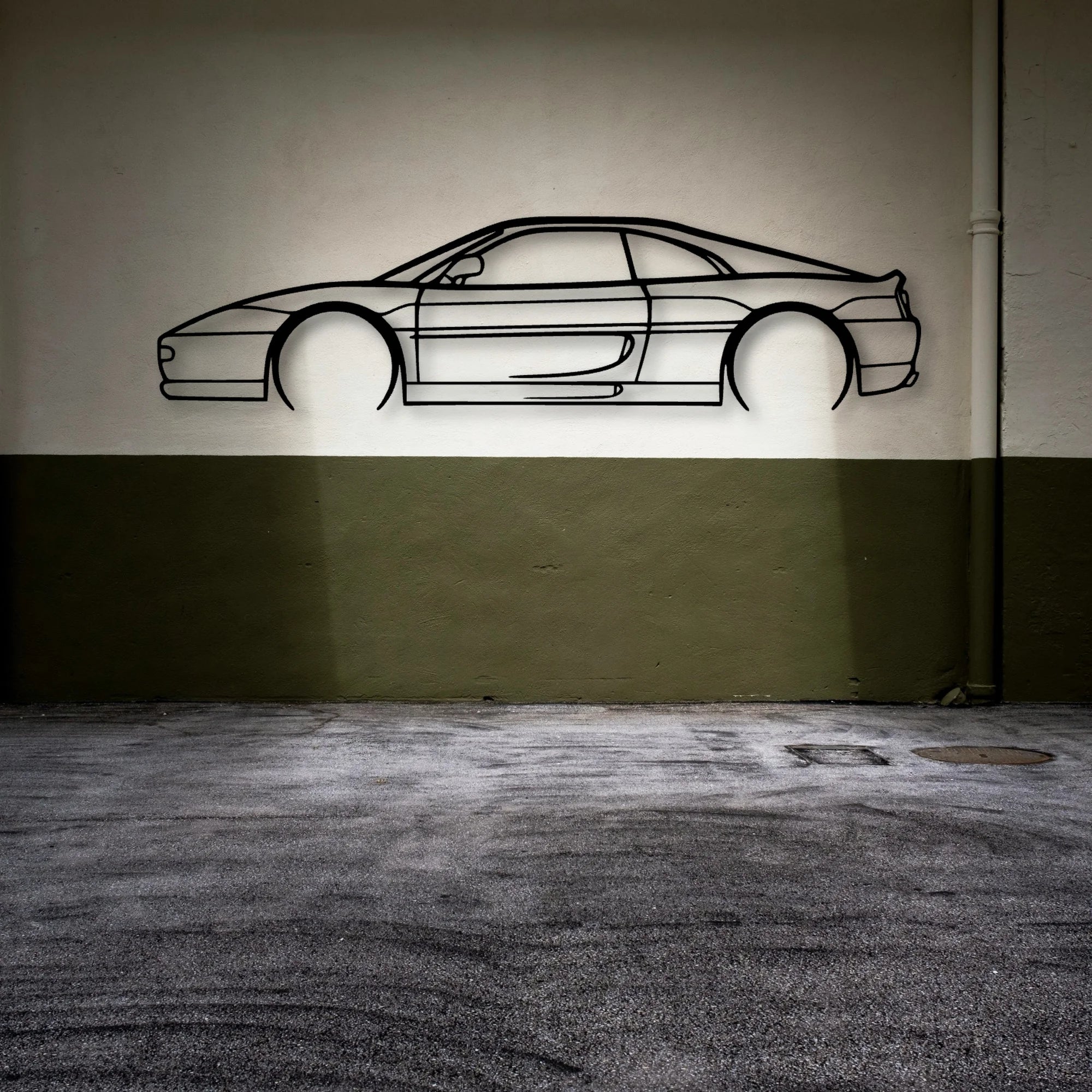 F355 Classic Silhouette Metal Wall Art - Automotive Garage Decor