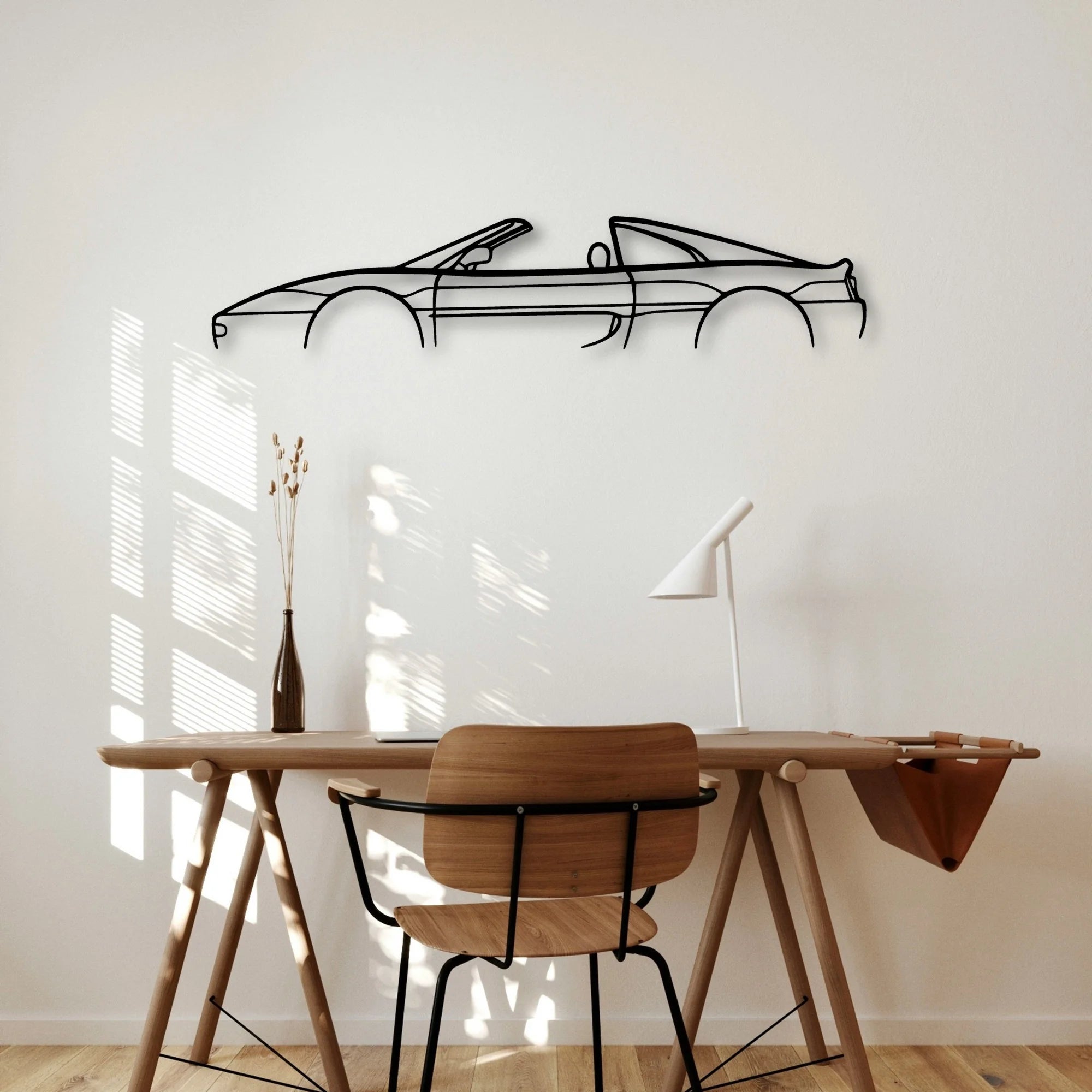 F355 GTS Classic Silhouette Metal Wall Art - Automotive Garage Decor