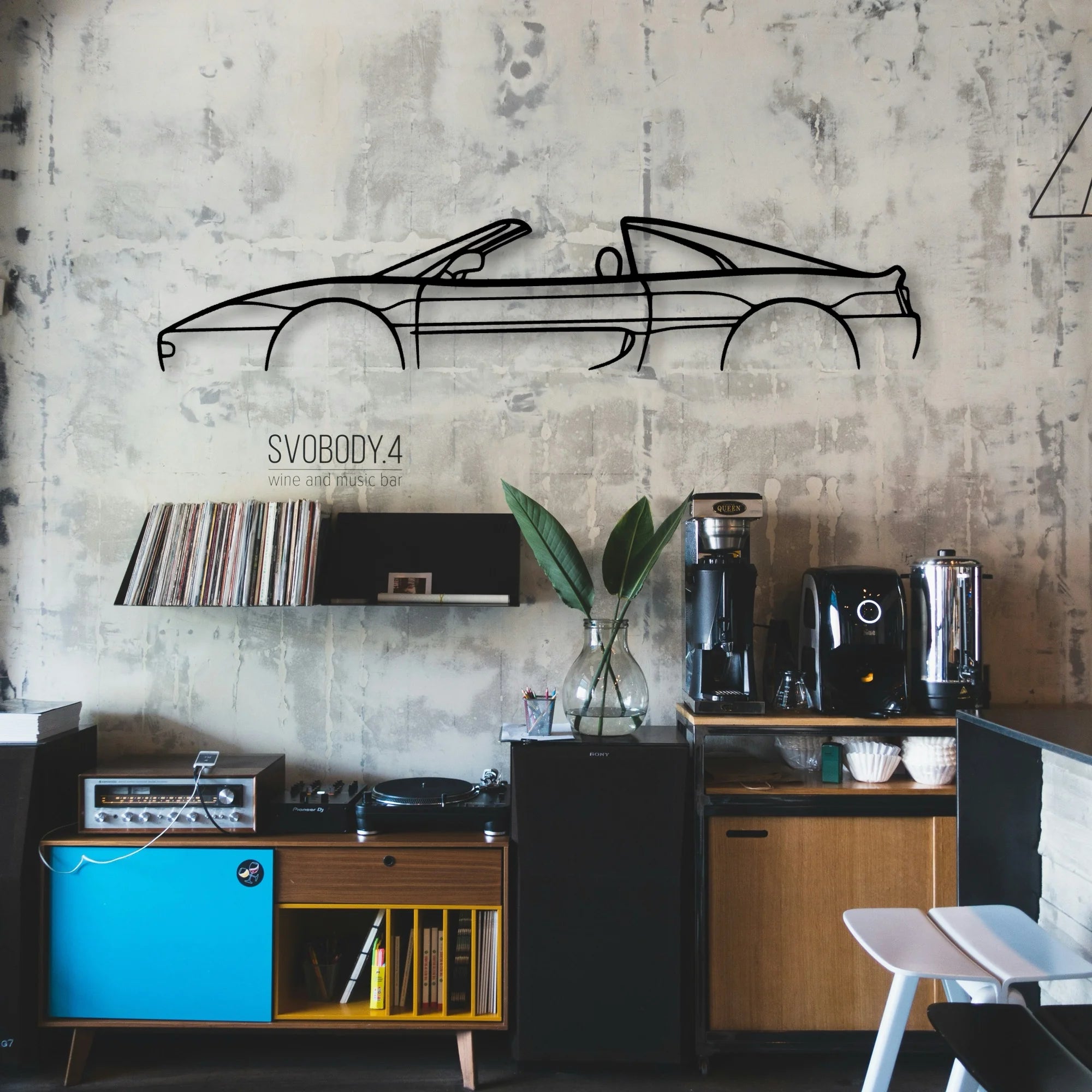 F355 GTS Classic Silhouette Metal Wall Art - Automotive Garage Decor