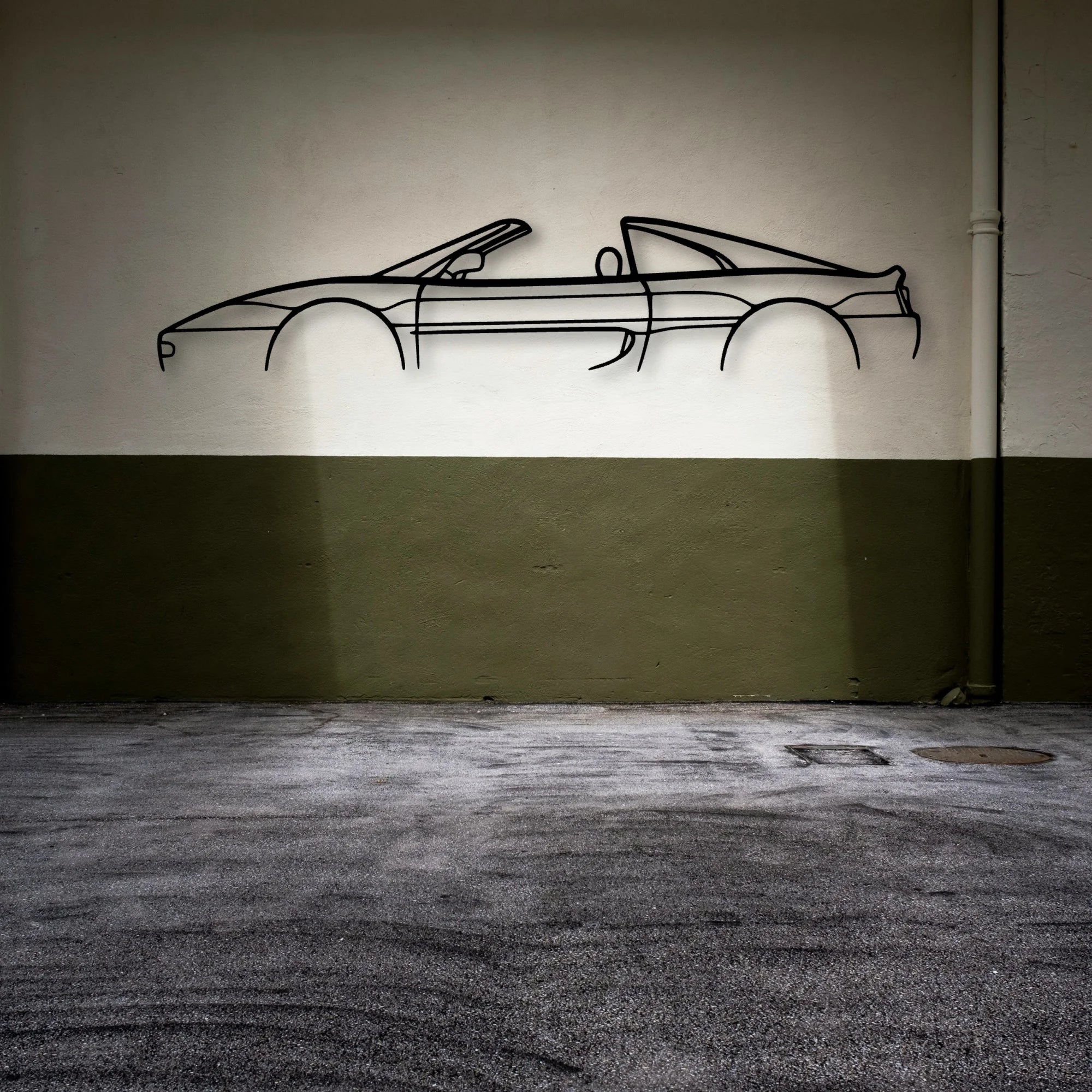 F355 GTS Classic Silhouette Metal Wall Art - Automotive Garage Decor