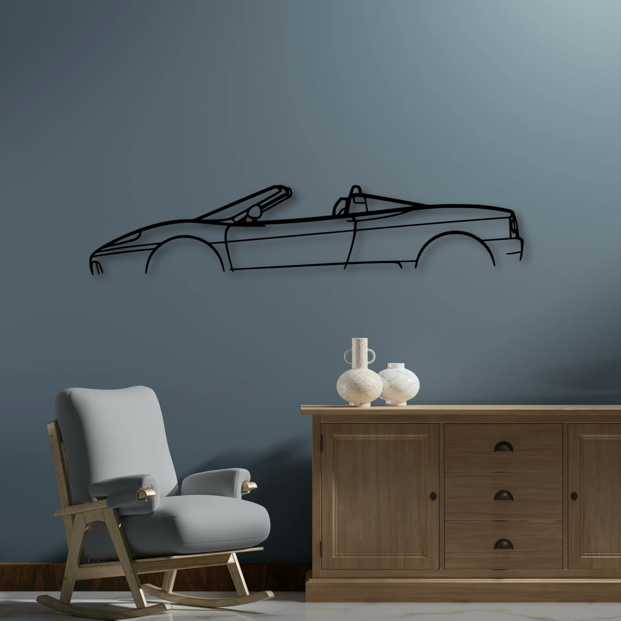F360 Spyder Classic Silhouette Metal Wall Art - Automotive Garage Decor