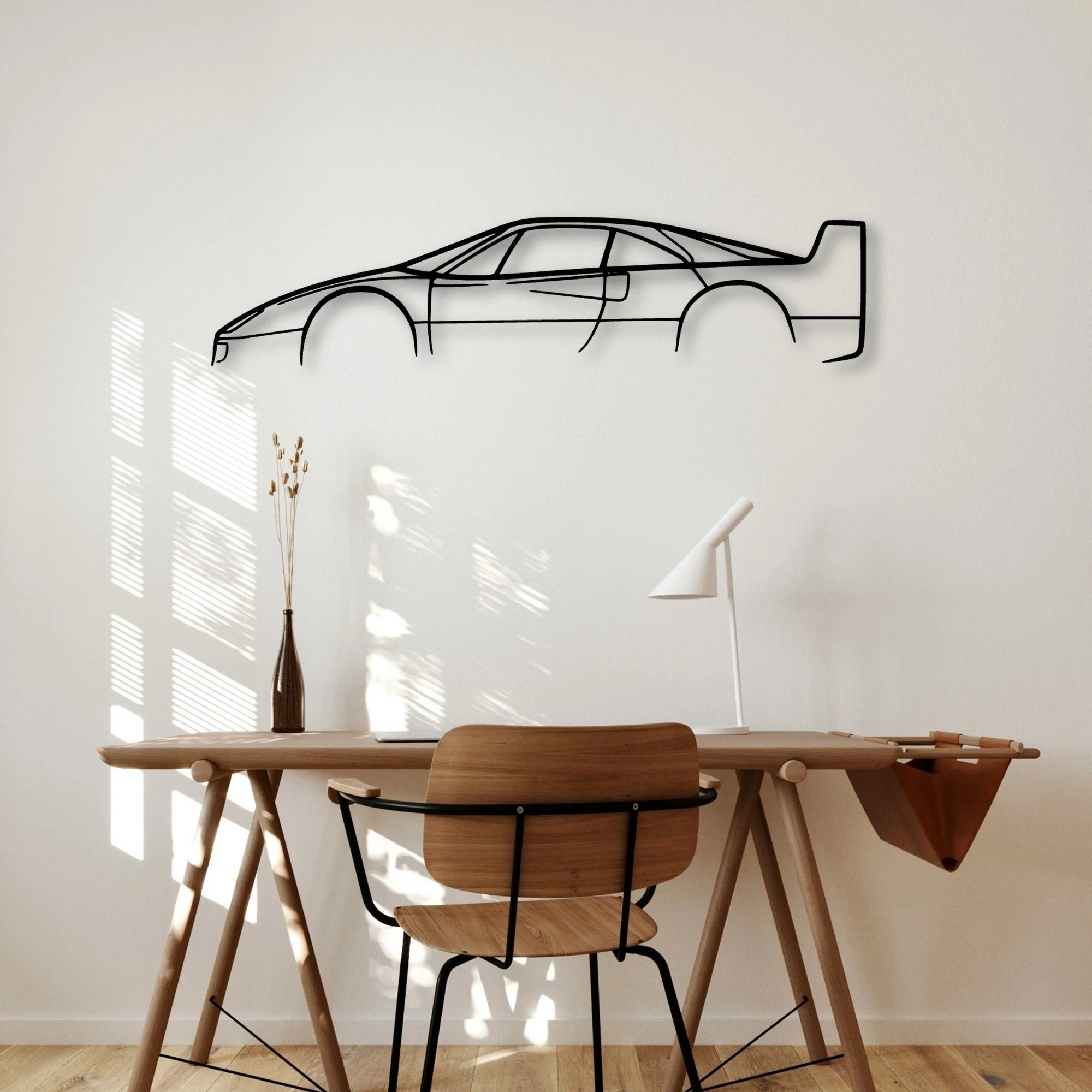 F40 Classic Silhouette Metal Wall Art - Automotive Garage Decor