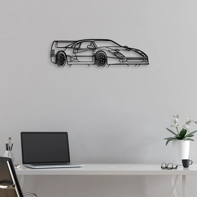 F40 Angle Classic Silhouette Metal Wall Art - Automotive Garage Decor