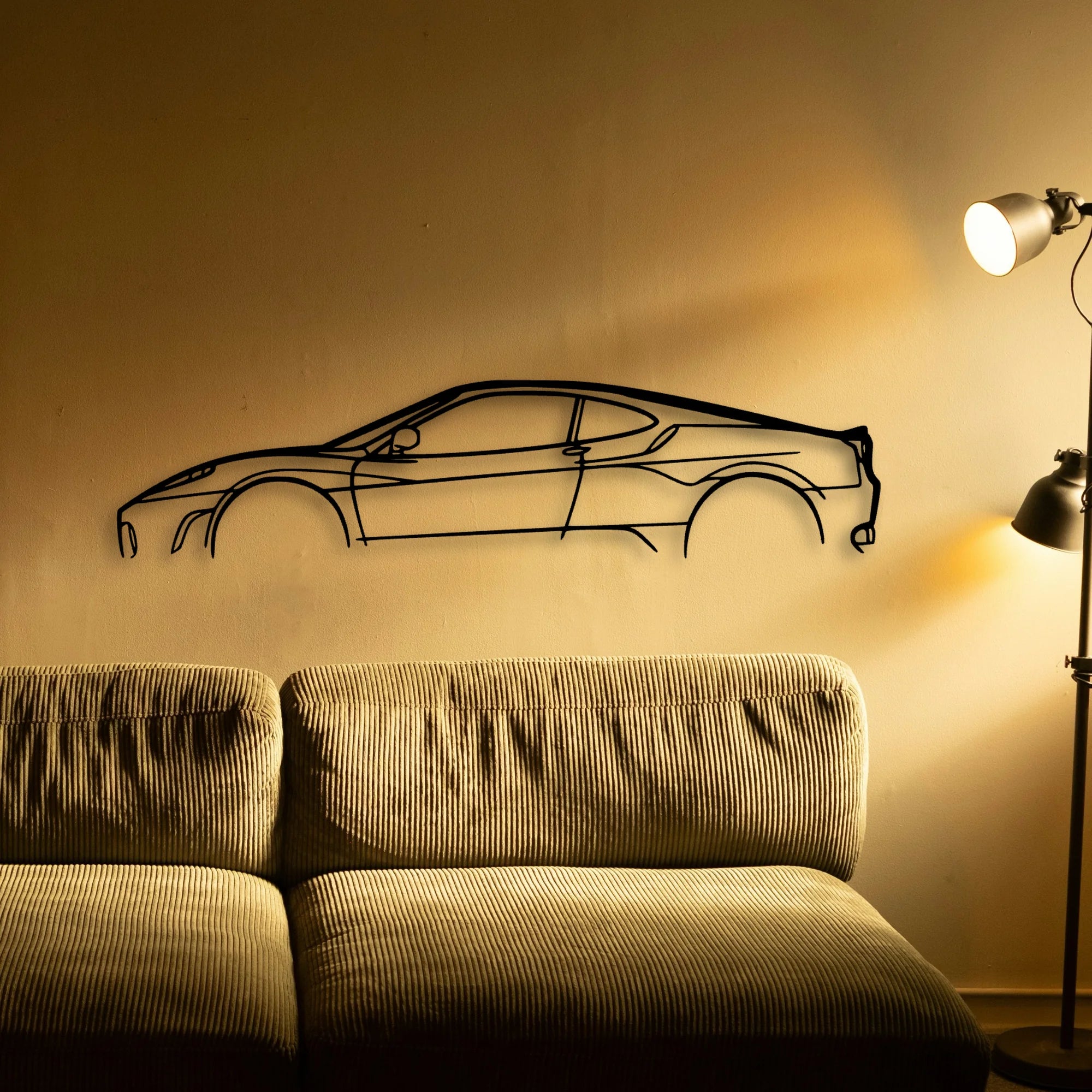 F430 Classic Silhouette Metal Wall Art - Automotive Garage Decor