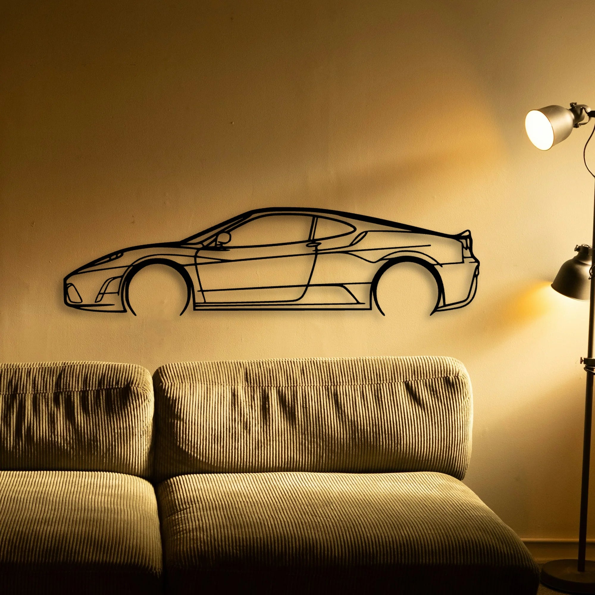 F430 Scuderia Classic Silhouette Metal Wall Art - Automotive Garage Decor