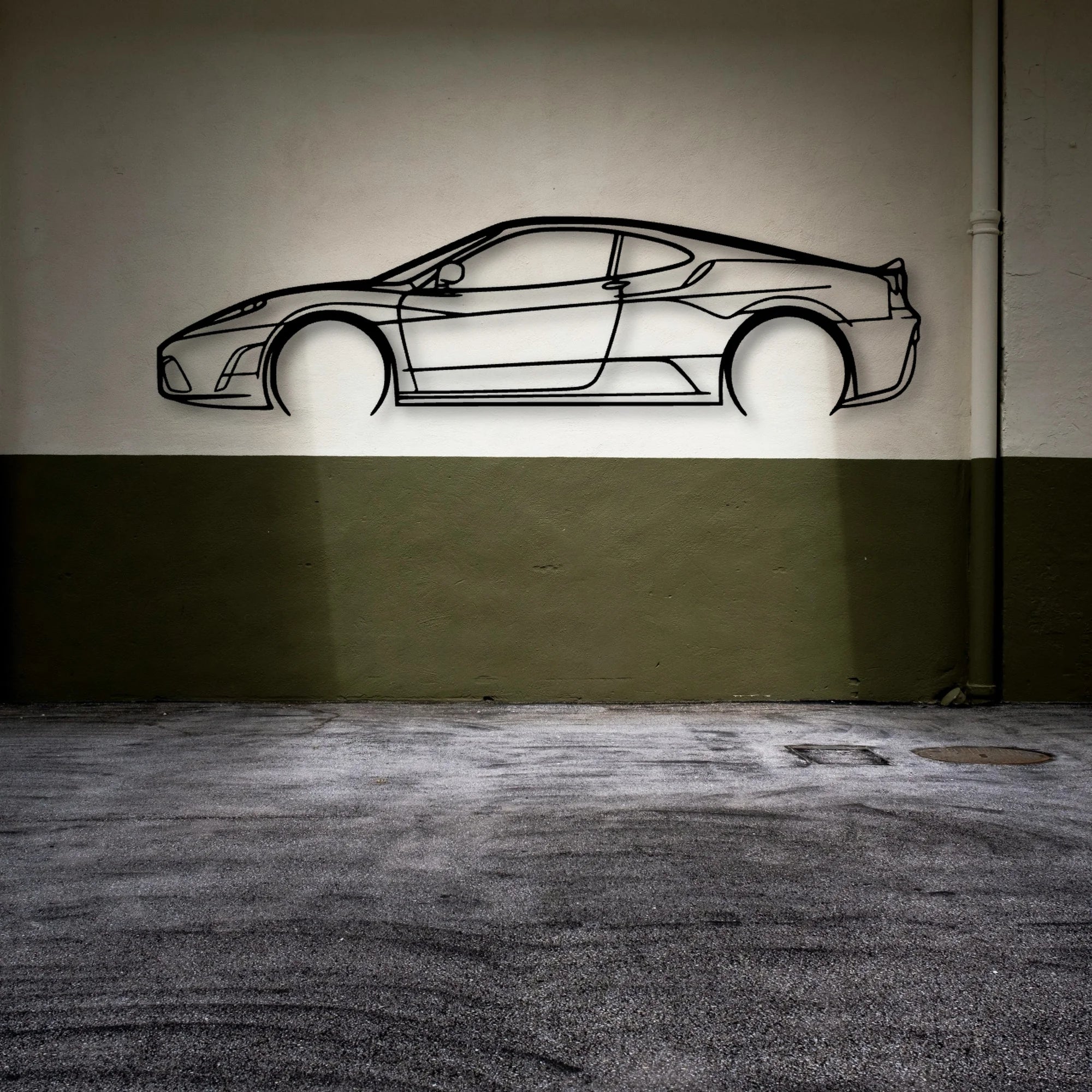 F430 Scuderia Classic Silhouette Metal Wall Art - Automotive Garage Decor