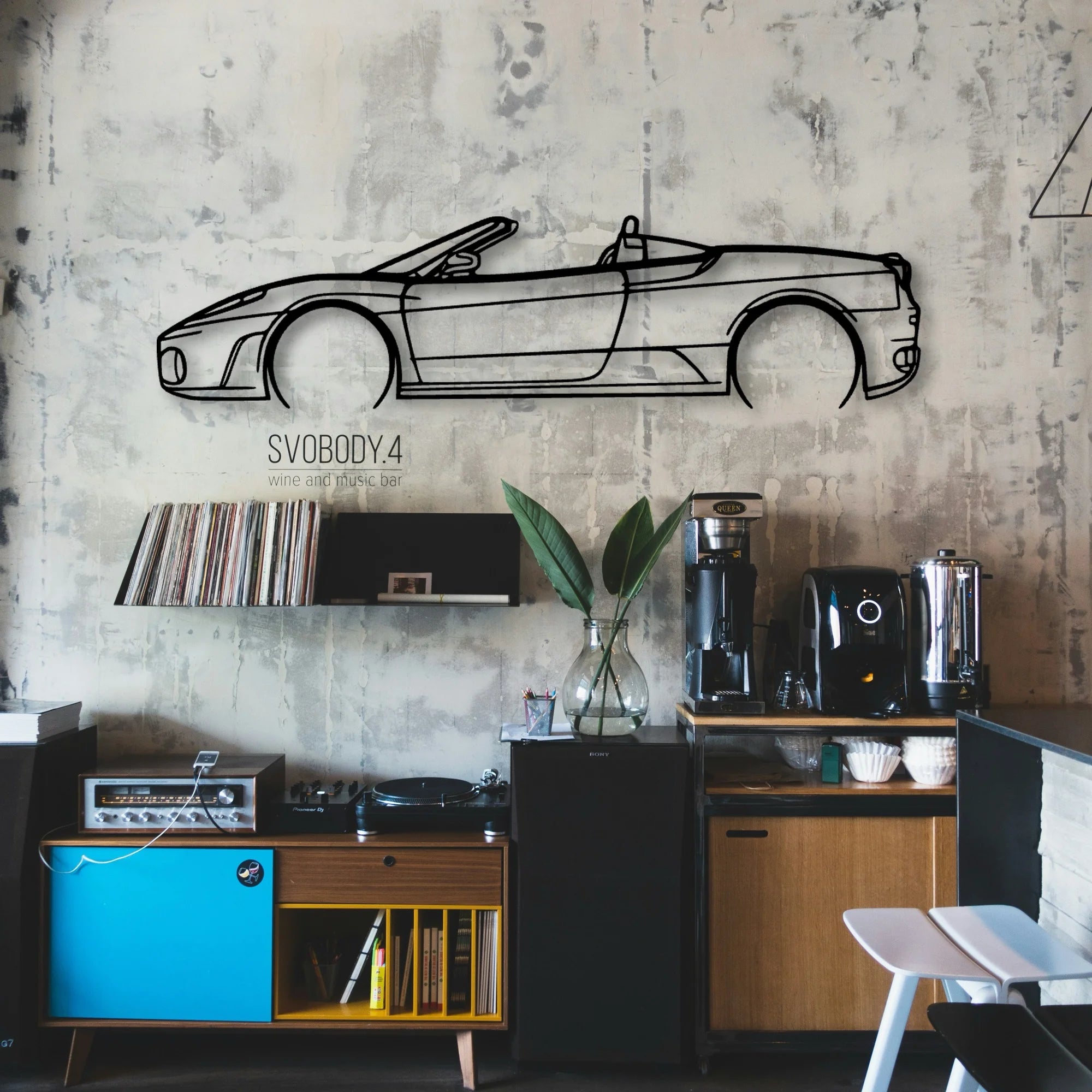 F430 Spider Classic Silhouette Metal Wall Art - Automotive Garage Decor