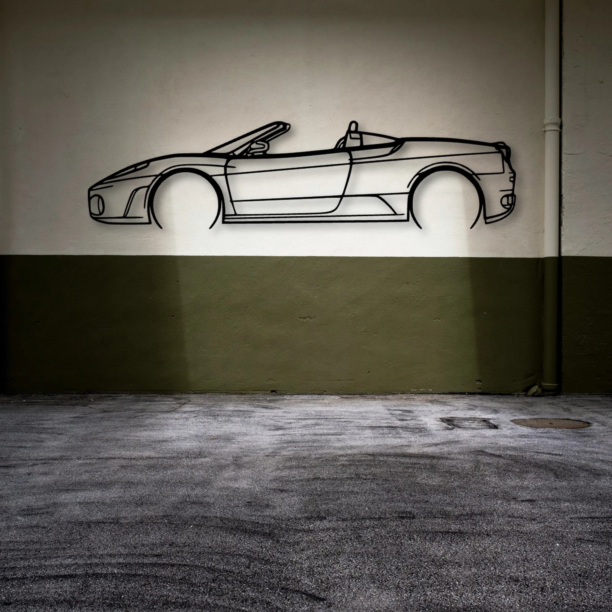 F430 Spider Classic Silhouette Metal Wall Art - Automotive Garage Decor