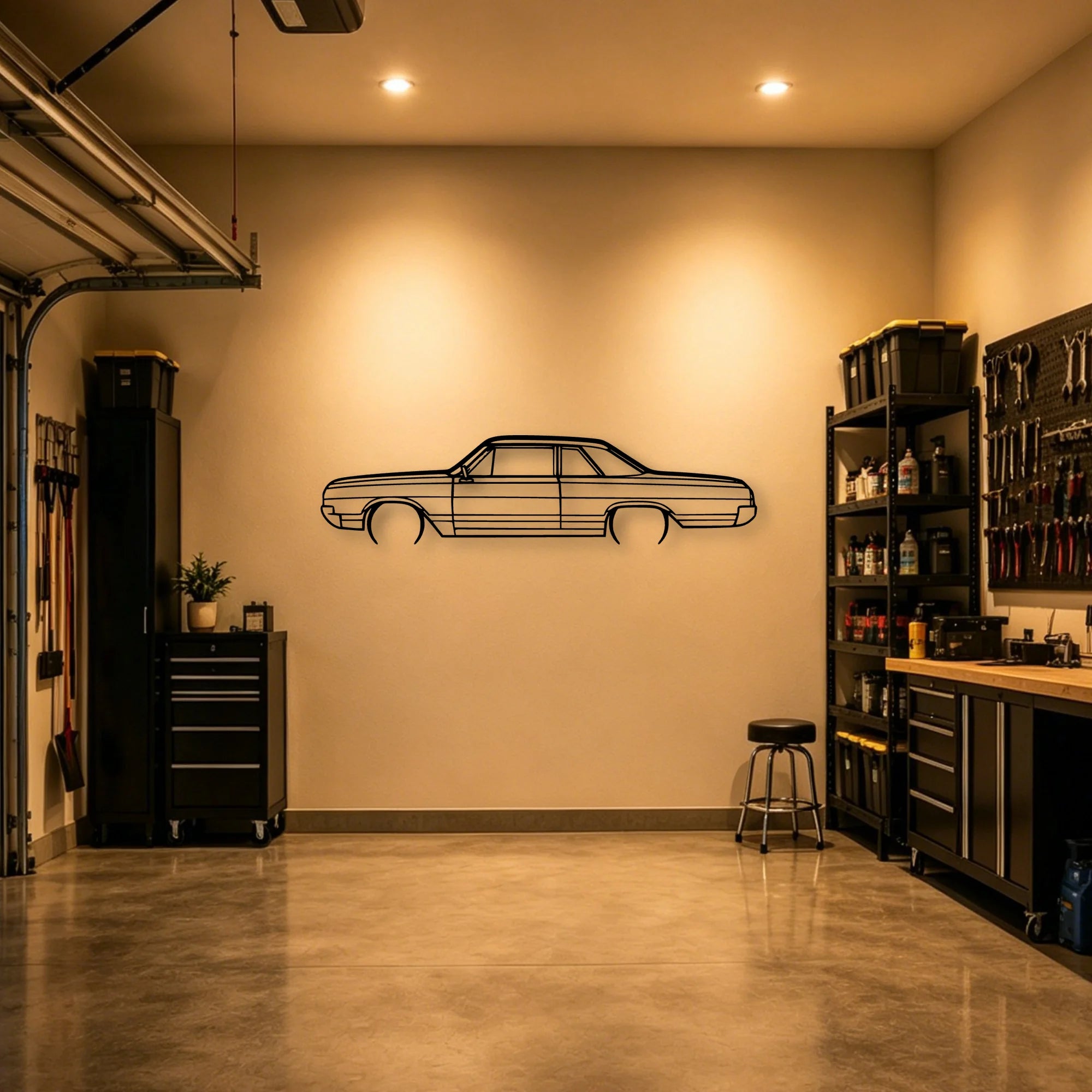 F85 Coupe 1965 Classic Silhouette Metal Wall Art - Automotive Garage Decor