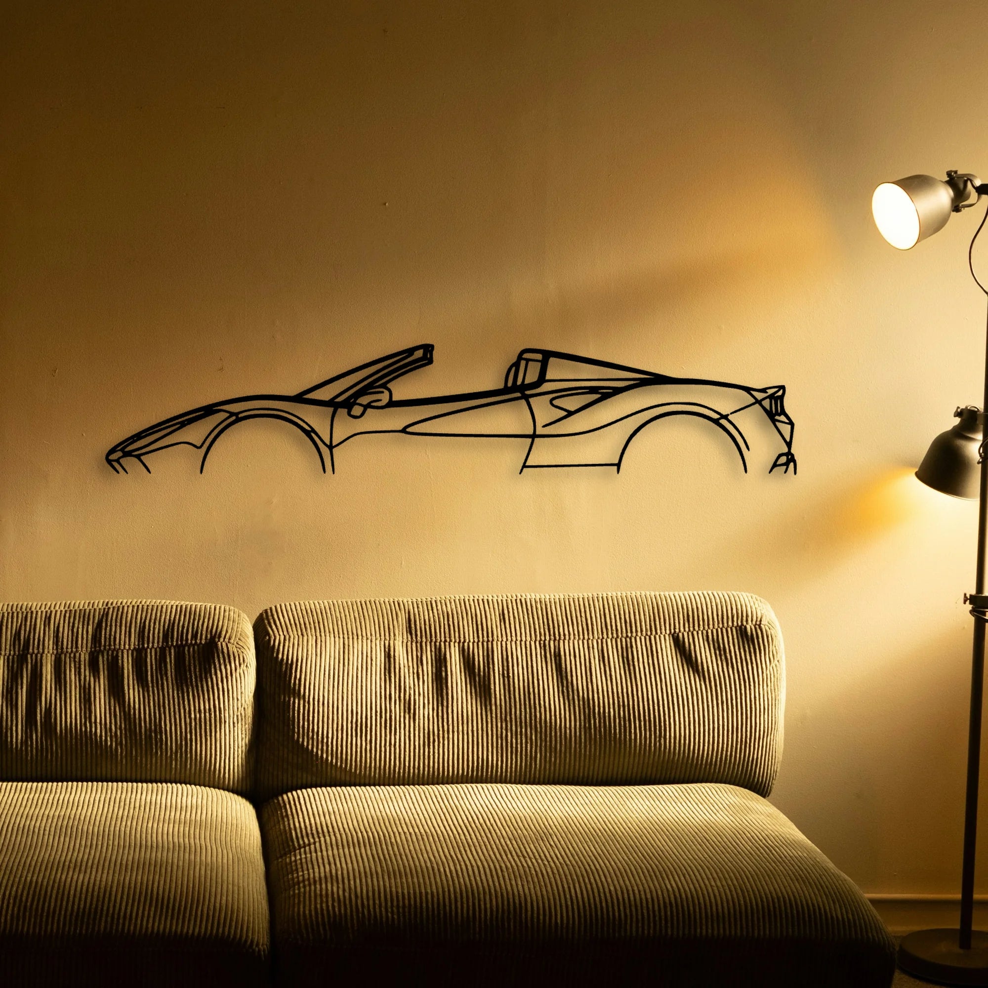 F8 Spider Classic Silhouette Metal Wall Art - Automotive Garage Decor