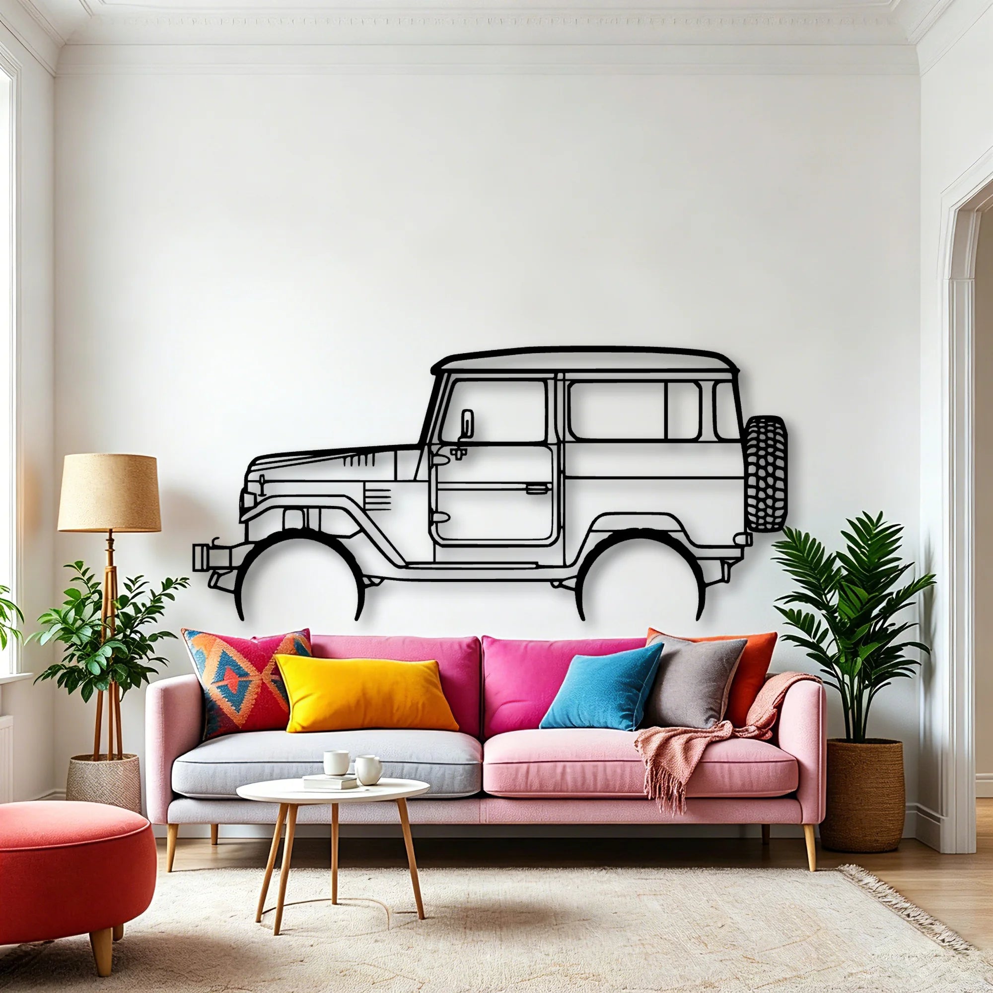 FJ40 1977 Classic Silhouette Metal Wall Art - Automotive Garage Decor