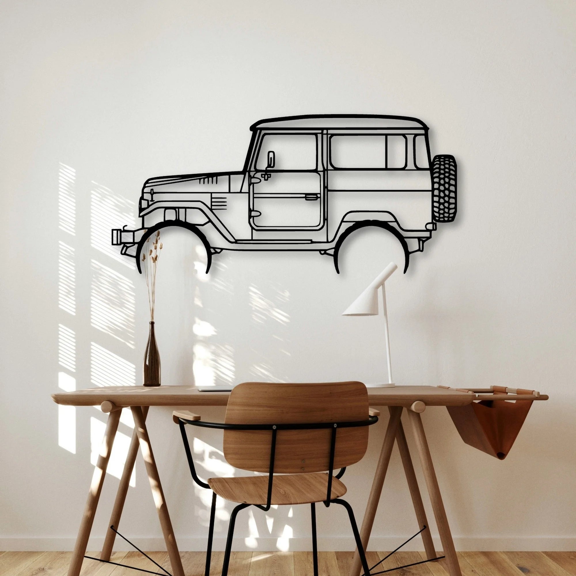 FJ40 1977 Classic Silhouette Metal Wall Art - Automotive Garage Decor