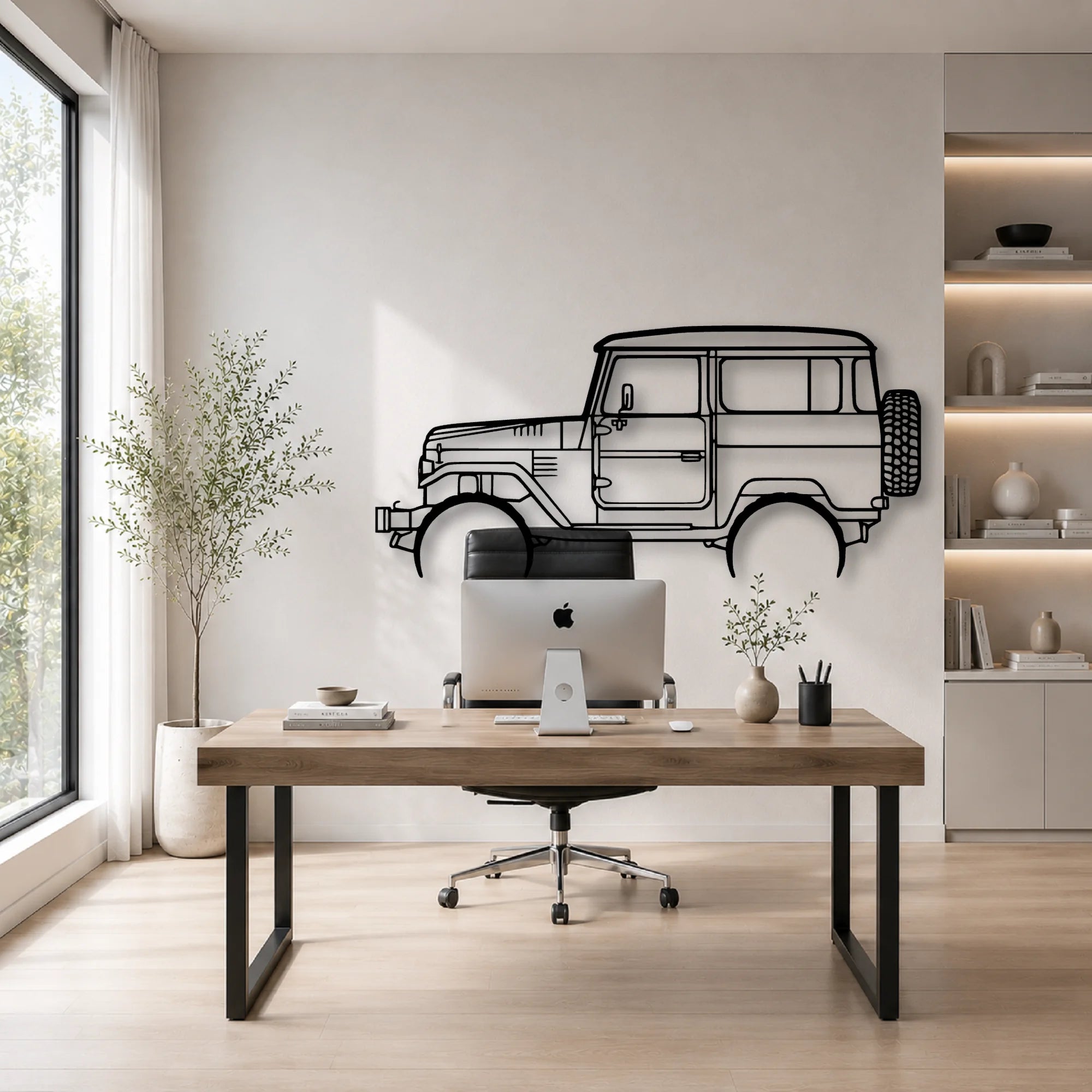 FJ40 1977 Classic Silhouette Metal Wall Art - Automotive Garage Decor