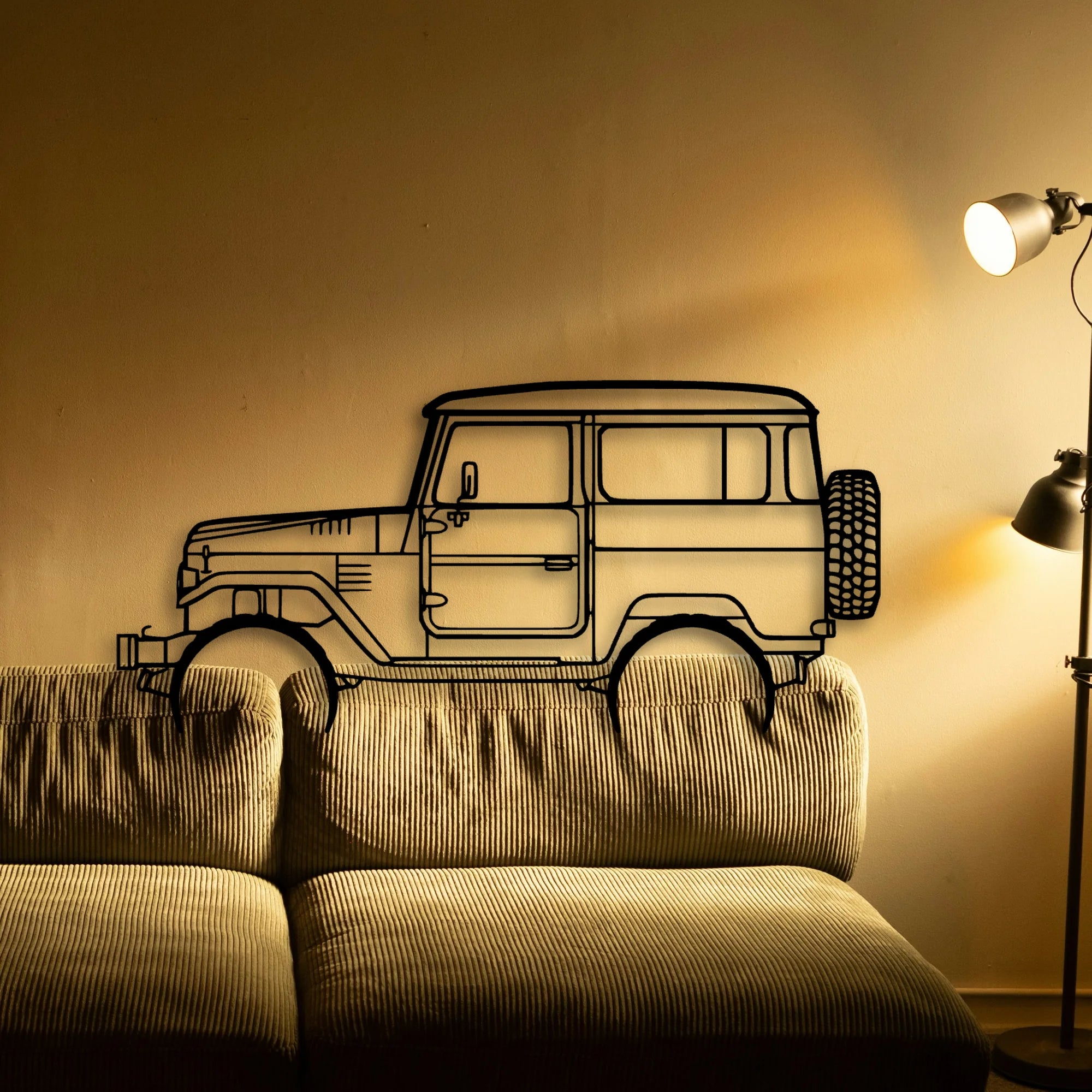 FJ40 1977 Classic Silhouette Metal Wall Art - Automotive Garage Decor