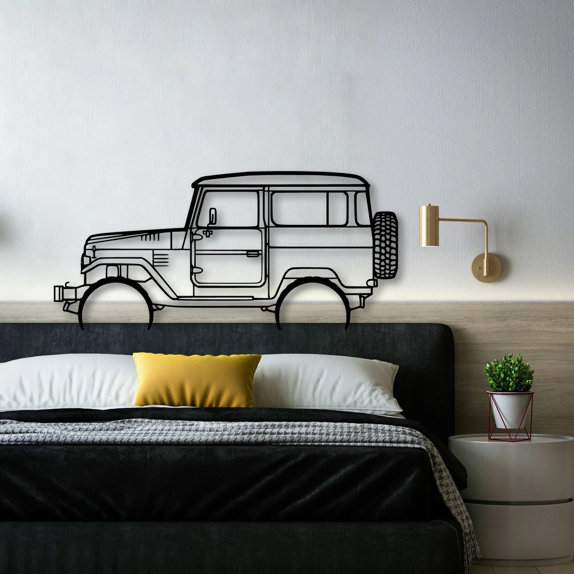 FJ40 1977 Classic Silhouette Metal Wall Art - Automotive Garage Decor