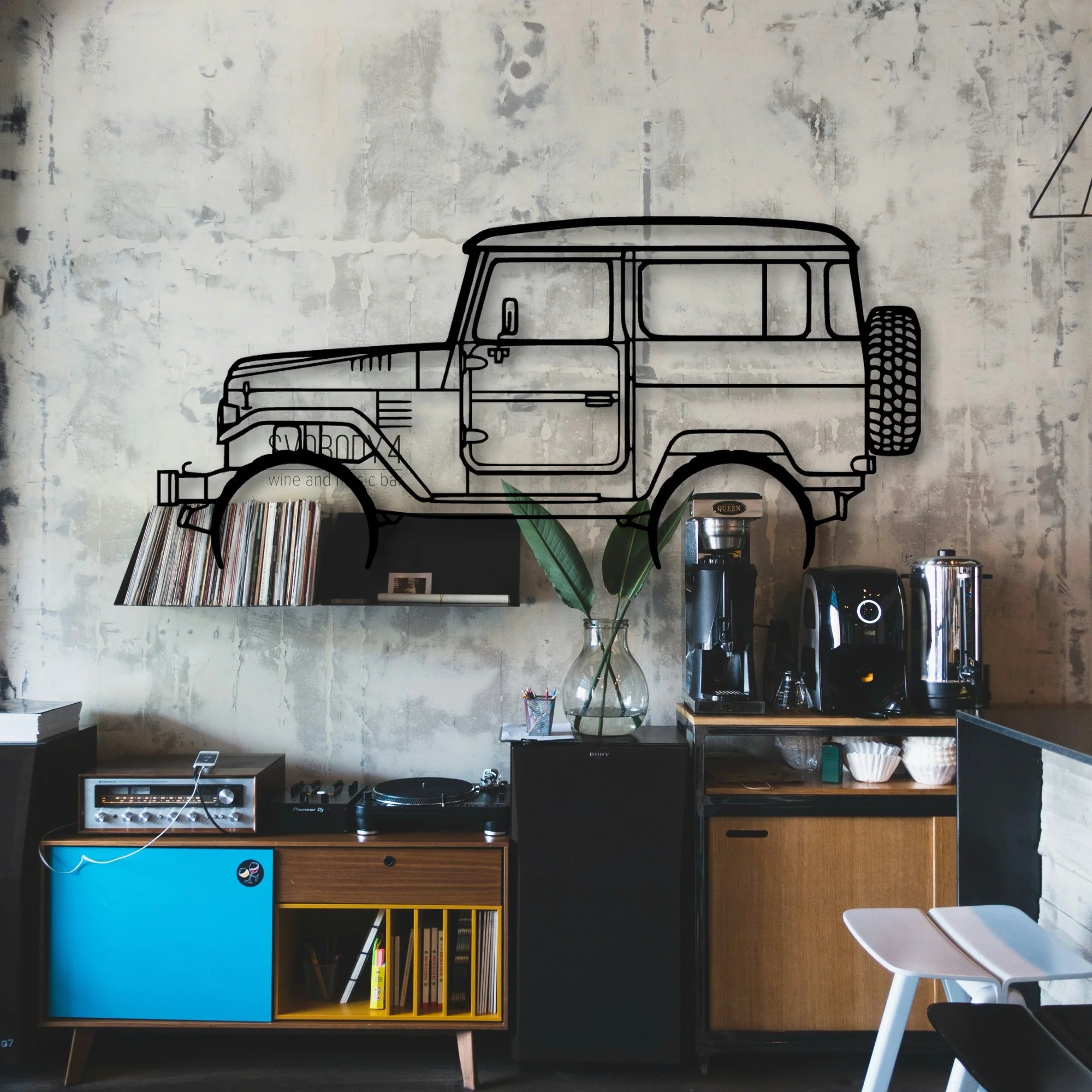 FJ40 1977 Classic Silhouette Metal Wall Art - Automotive Garage Decor