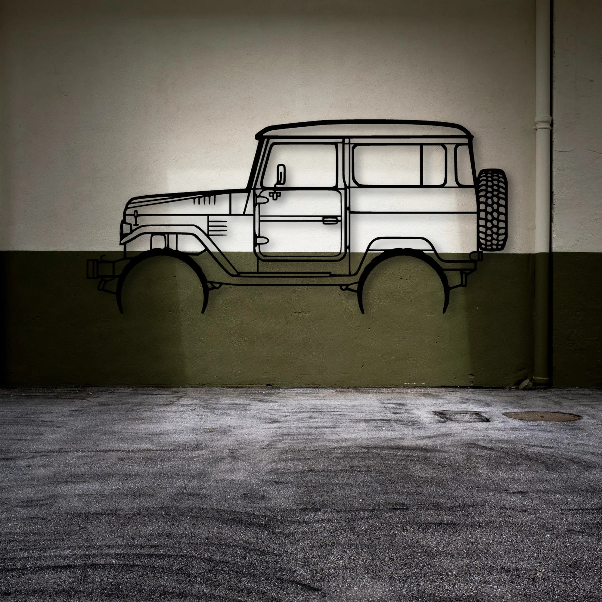 FJ40 1977 Classic Silhouette Metal Wall Art - Automotive Garage Decor