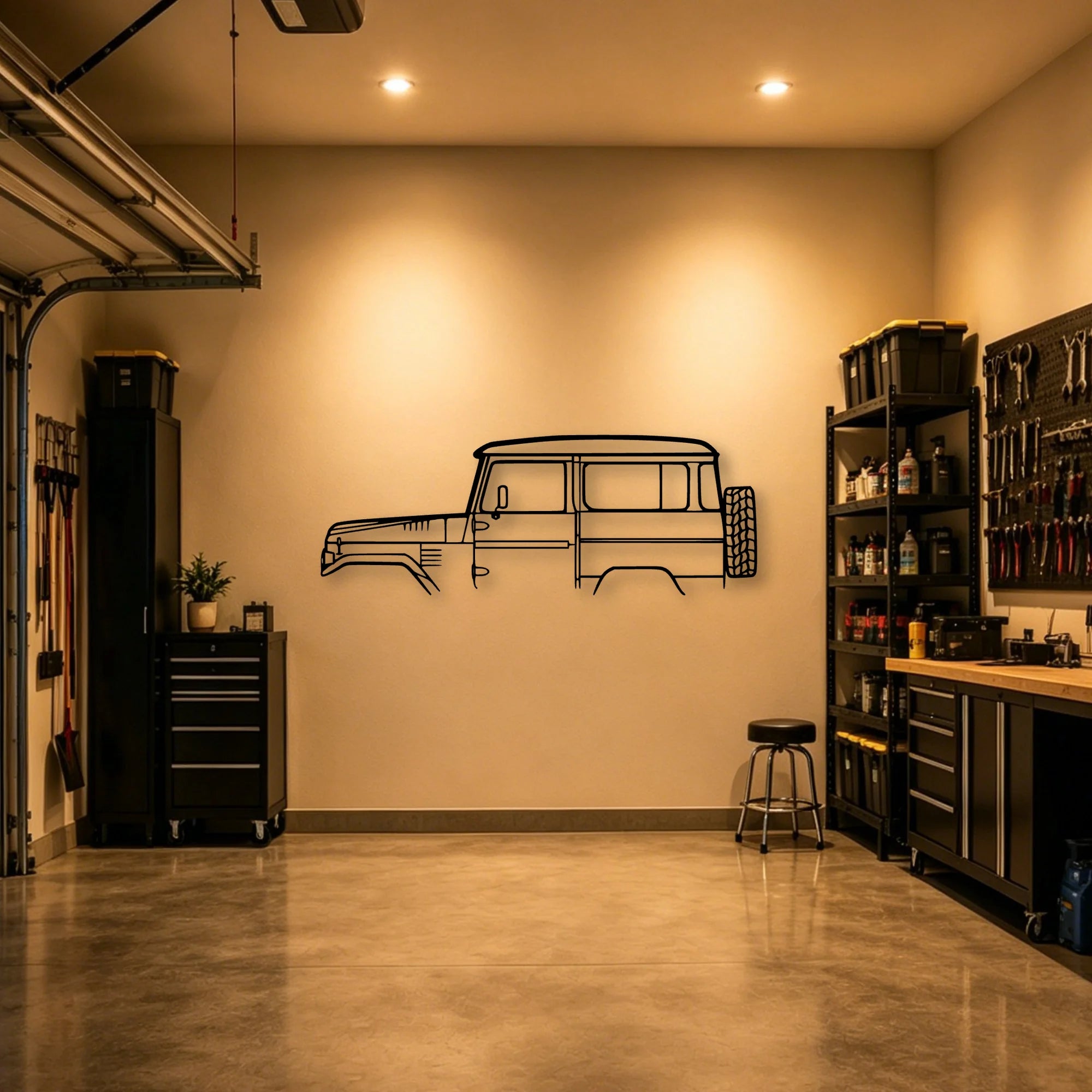 FJ40 1978 Classic Silhouette Metal Wall Art - Automotive Garage Decor