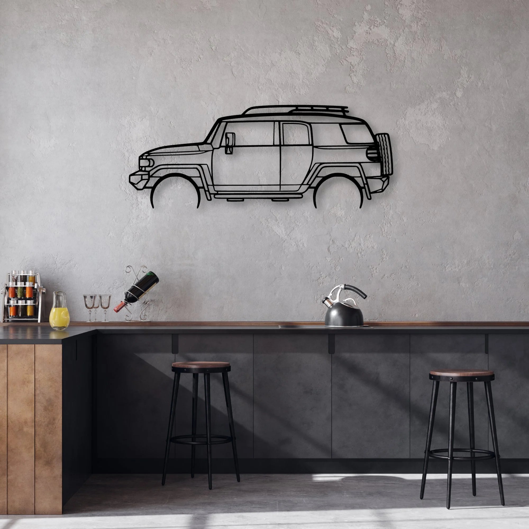 FJ Cruiser 2008 Classic Silhouette Metal Wall Art - Automotive Garage Decor
