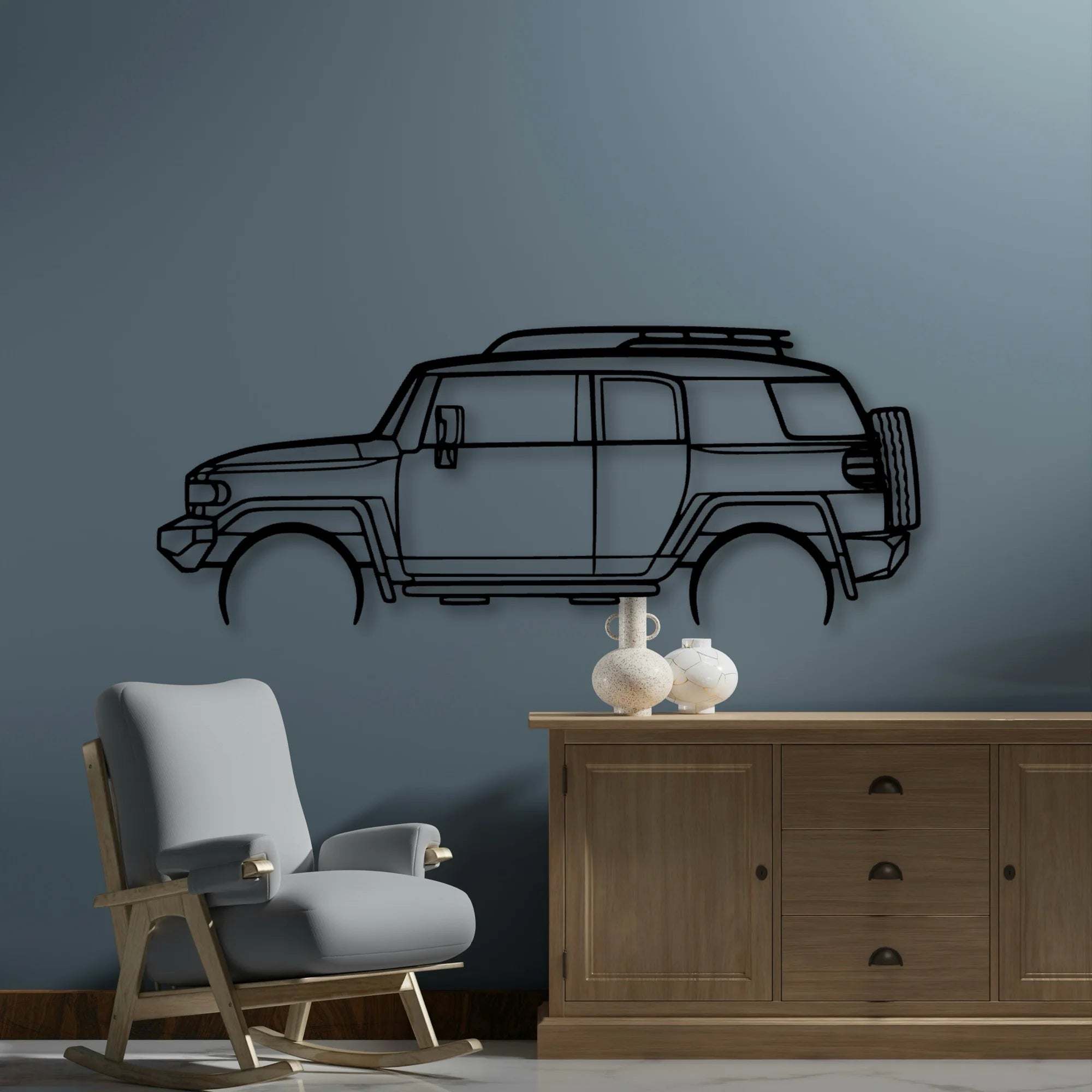 FJ Cruiser 2008 Classic Silhouette Metal Wall Art - Automotive Garage Decor