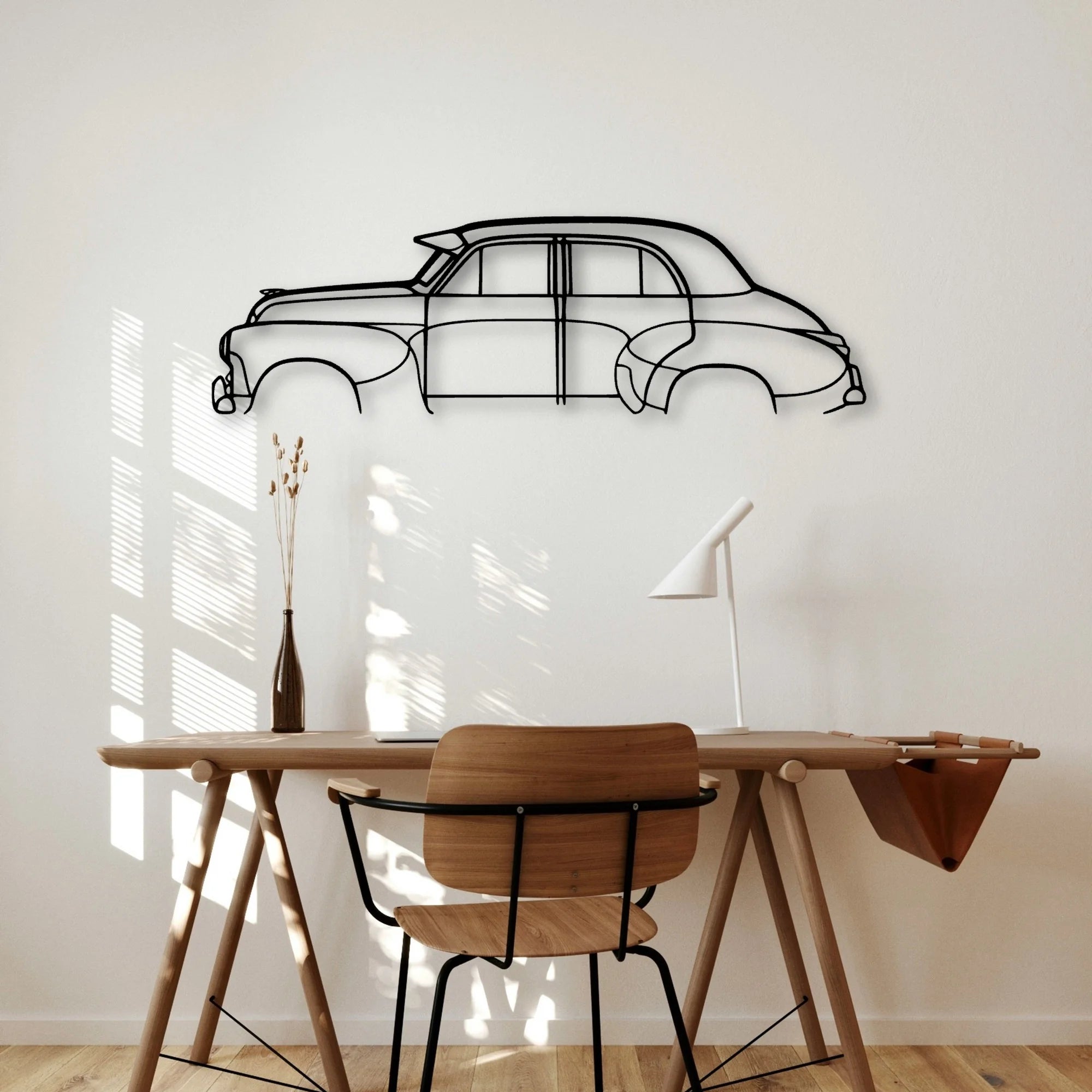 FJ Sedan 1956 Classic Silhouette Metal Wall Art - Automotive Garage Decor