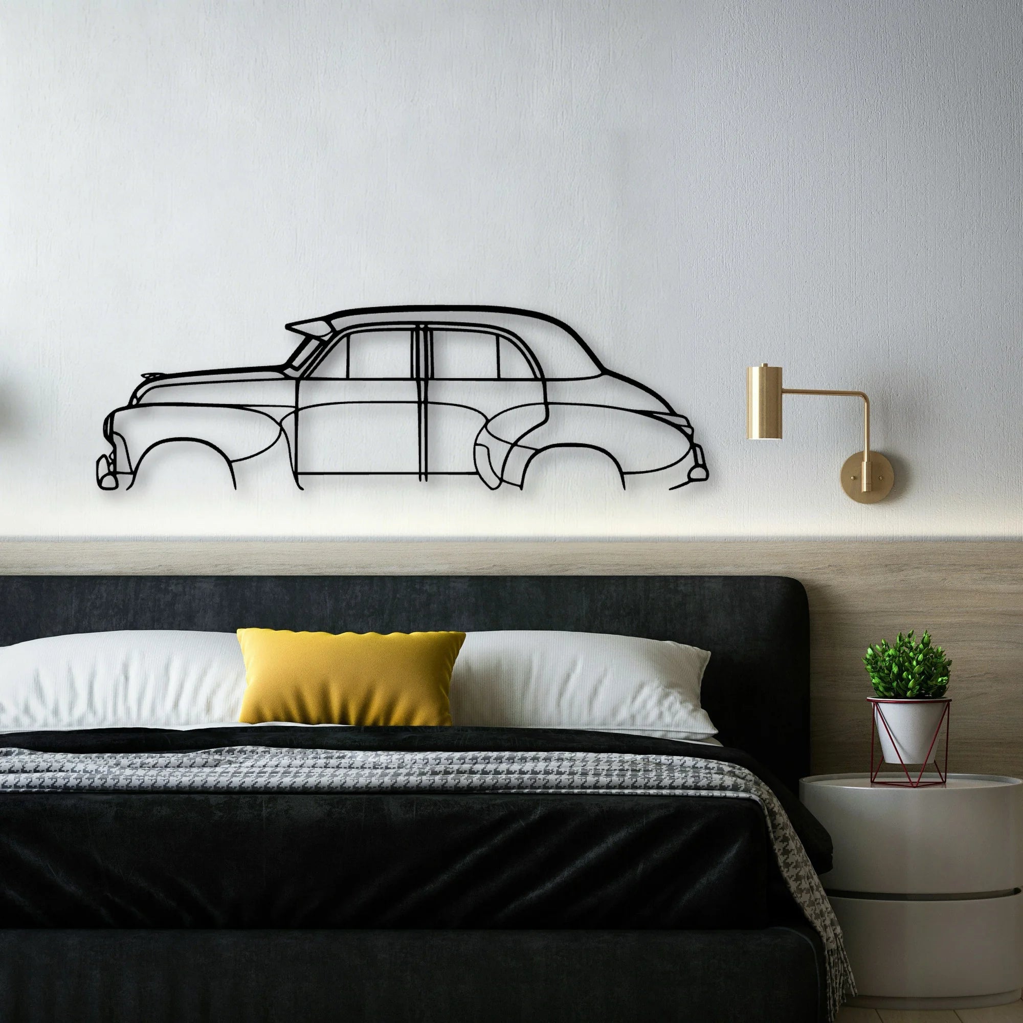 FJ Sedan 1956 Classic Silhouette Metal Wall Art - Automotive Garage Decor
