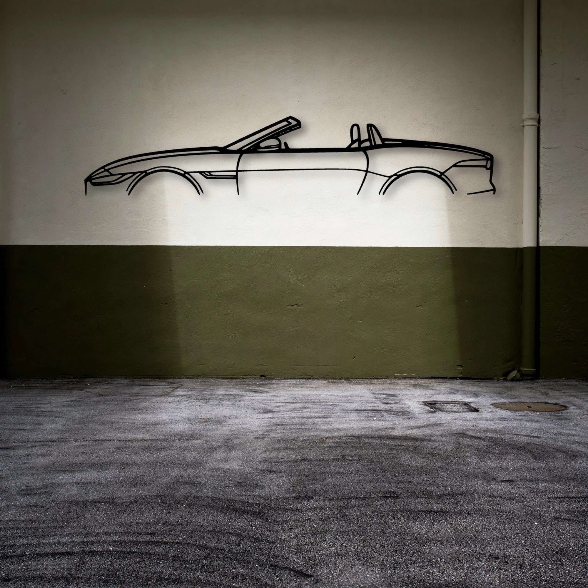 F Type P450 Convertible Classic Silhouette Metal Wall Art - Automotive Garage Decor