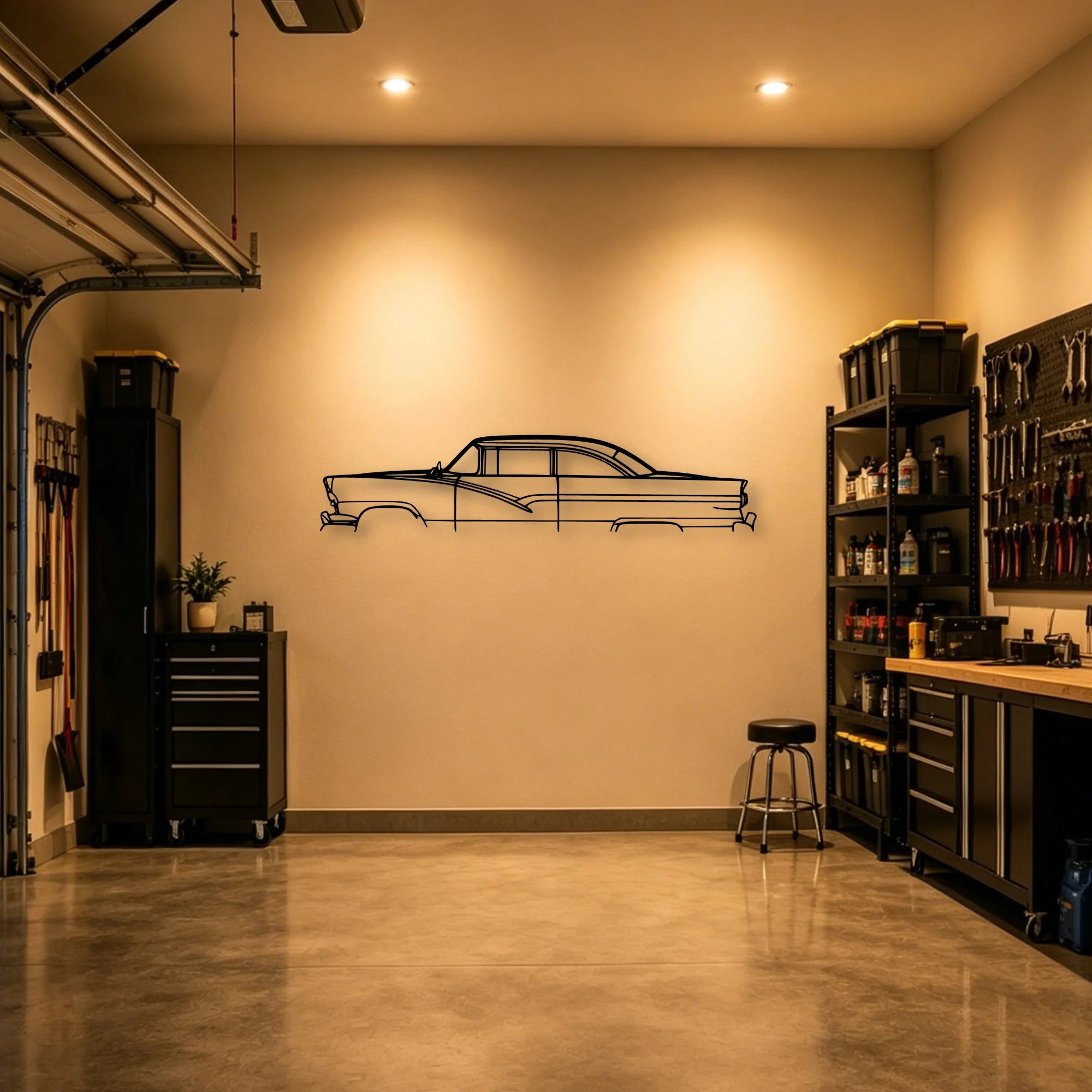 Fairlane 1956 Classic Silhouette Metal Wall Art - Automotive Garage Decor