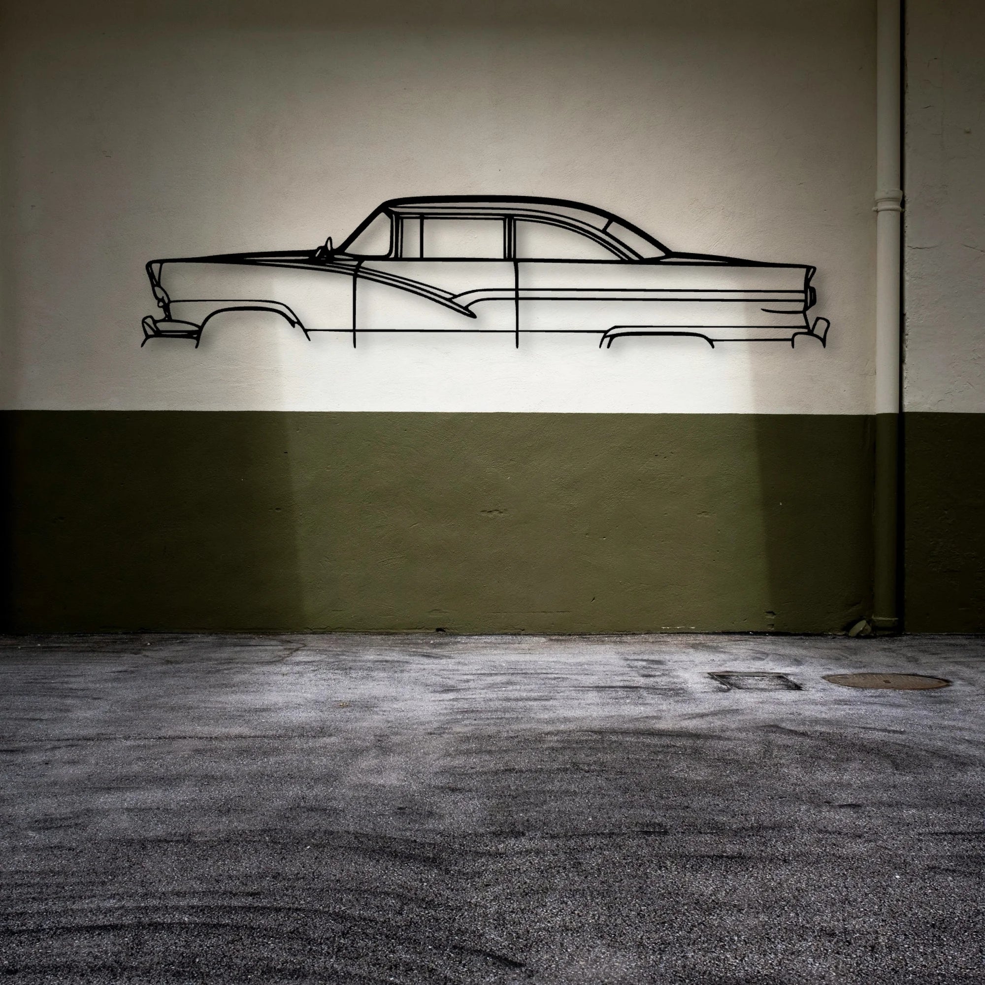 Fairlane 1956 Classic Silhouette Metal Wall Art - Automotive Garage Decor