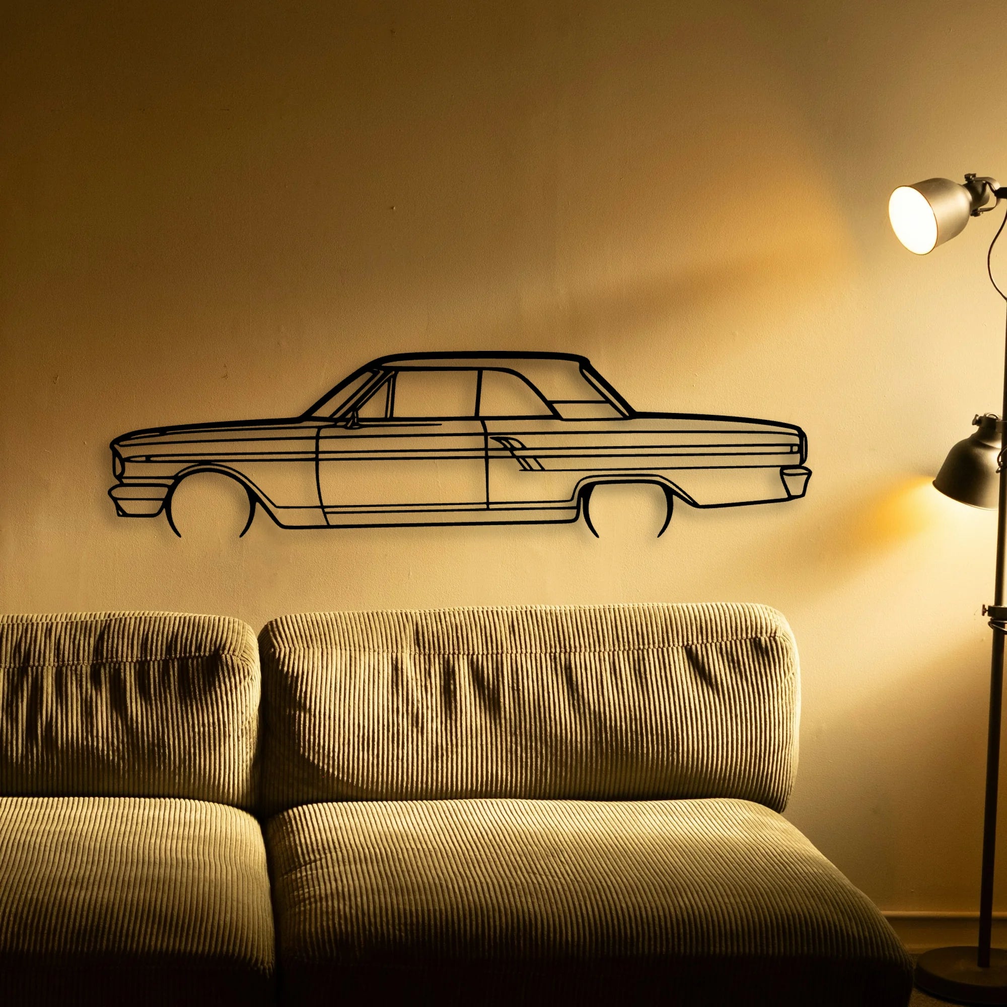 Fairlane Coupe 1964 2 Classic Silhouette Metal Wall Art - Automotive Garage Decor