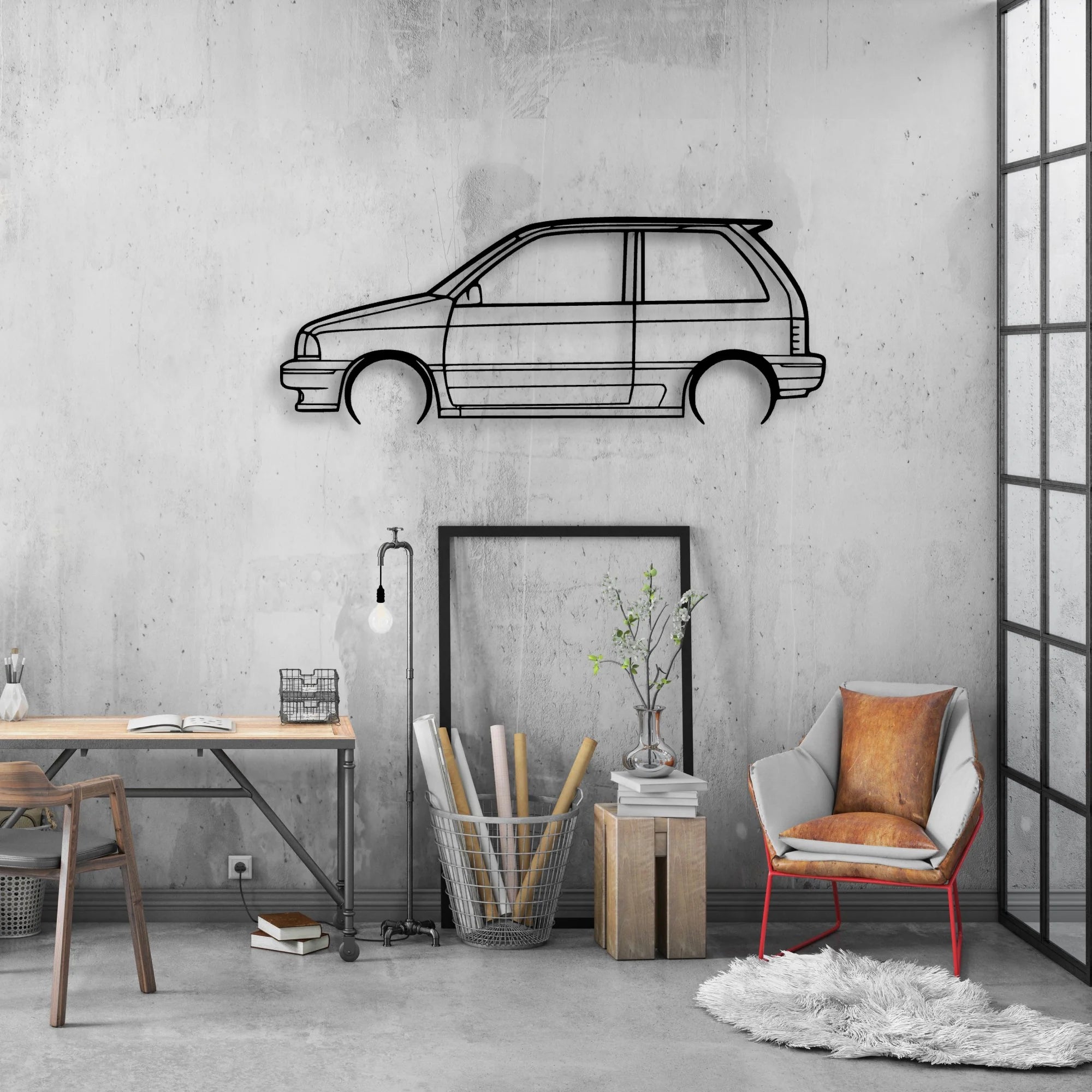 Festiva 1993 Classic Silhouette Metal Wall Art - Automotive Garage Decor