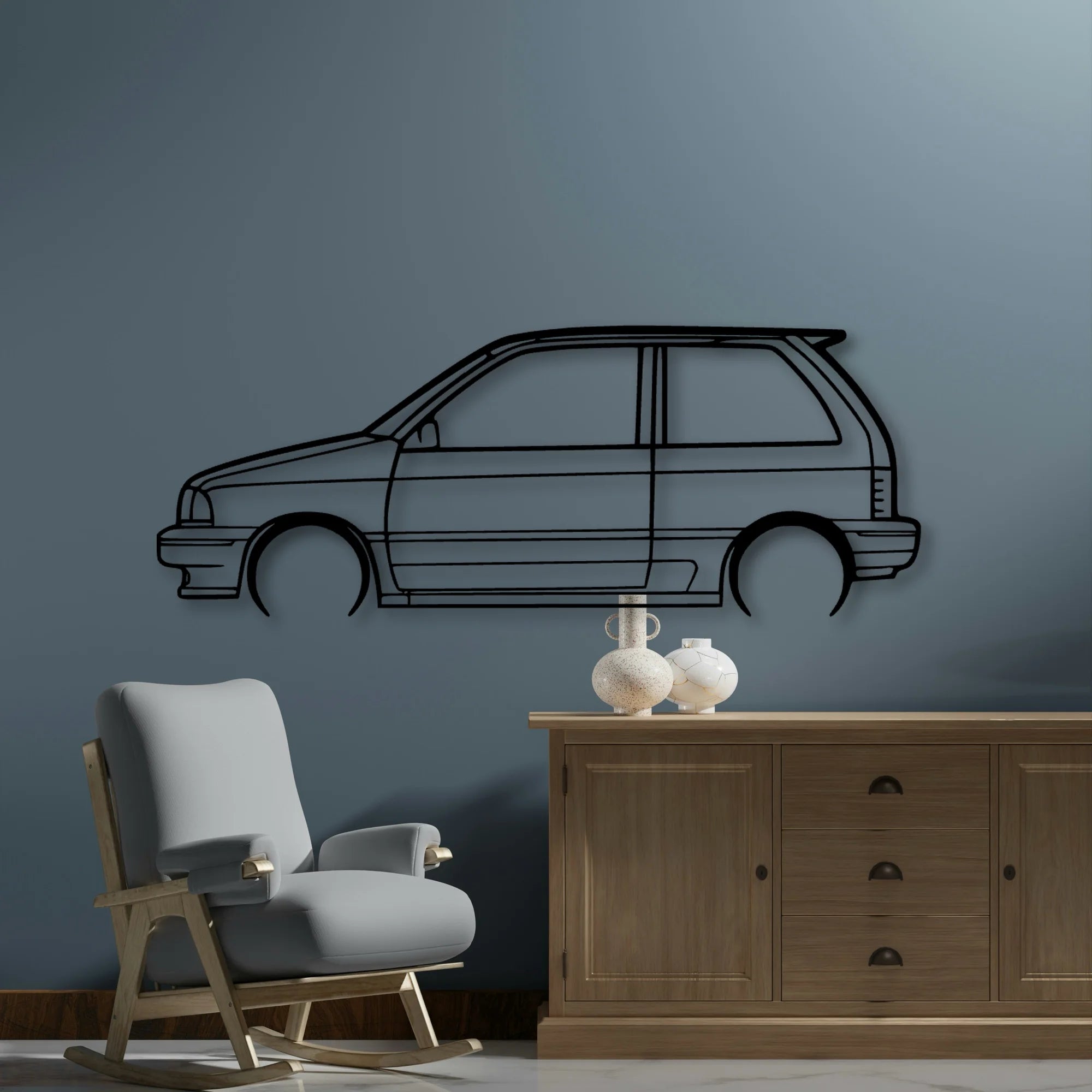 Festiva 1993 Classic Silhouette Metal Wall Art - Automotive Garage Decor