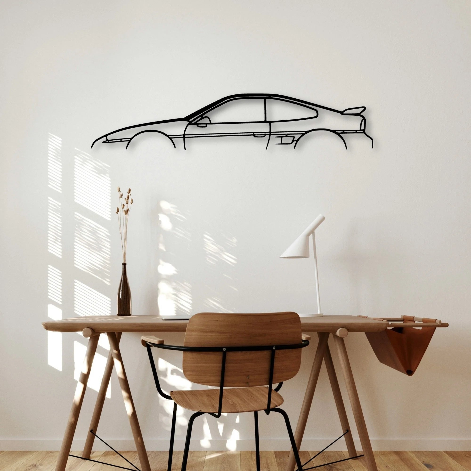 Fiero 1987 Classic Silhouette Metal Wall Art - Automotive Garage Decor