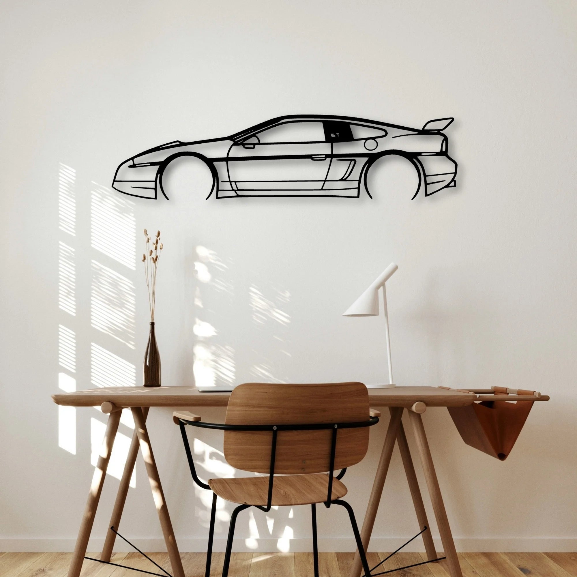 Fiero GT 1987 Classic Silhouette Metal Wall Art - Automotive Garage Decor
