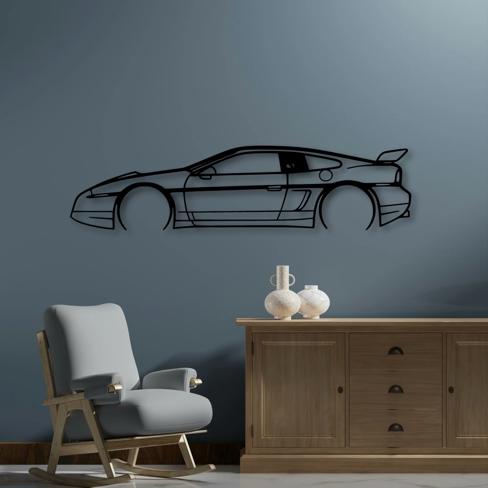 Fiero GT 1987 Classic Silhouette Metal Wall Art - Automotive Garage Decor