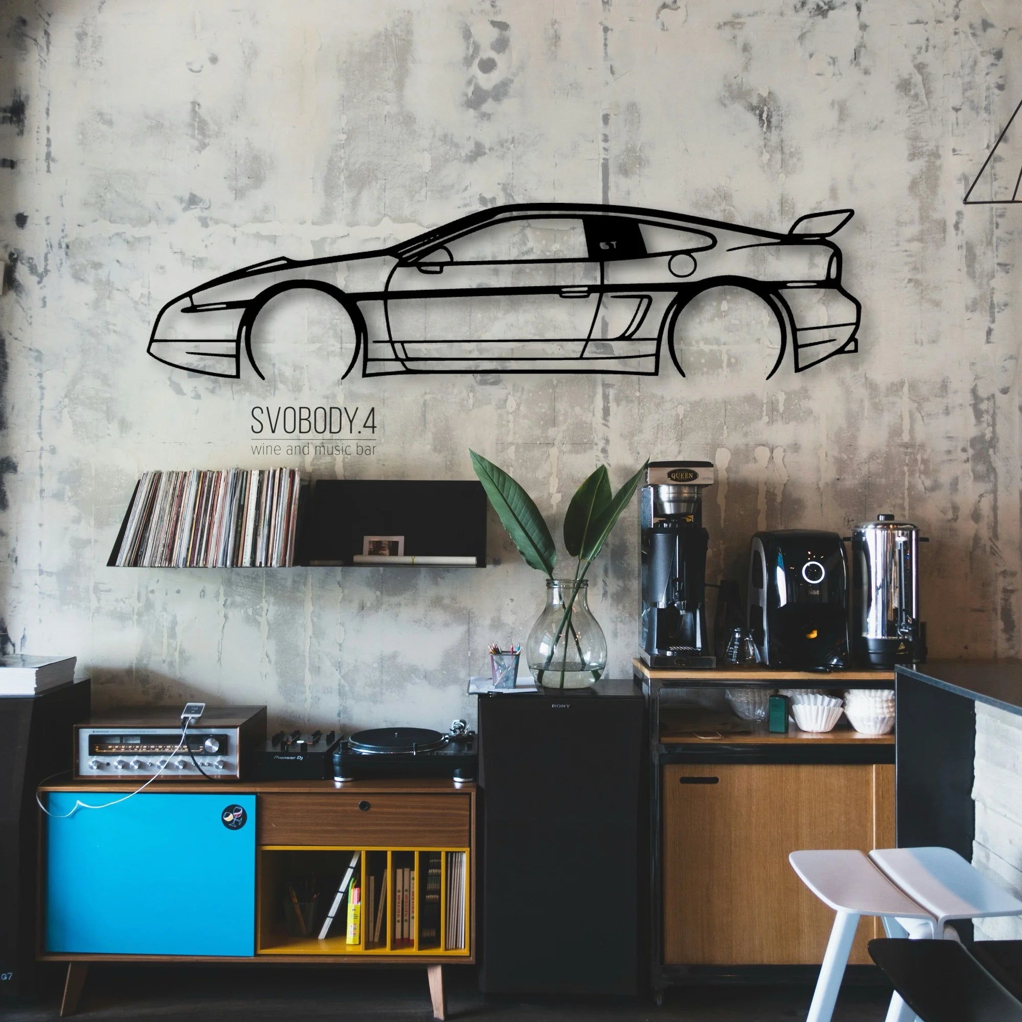 Fiero GT 1987 Classic Silhouette Metal Wall Art - Automotive Garage Decor